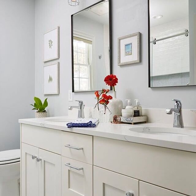 We hope this serves as a welcome distraction. 😊 Enjoy your weekend, be well and stay focused on good things. We just finished this lovely little kids bath and had fun with soft, simple details. #remodel #remodeling #bathroomdesign #bath #bathroomrem