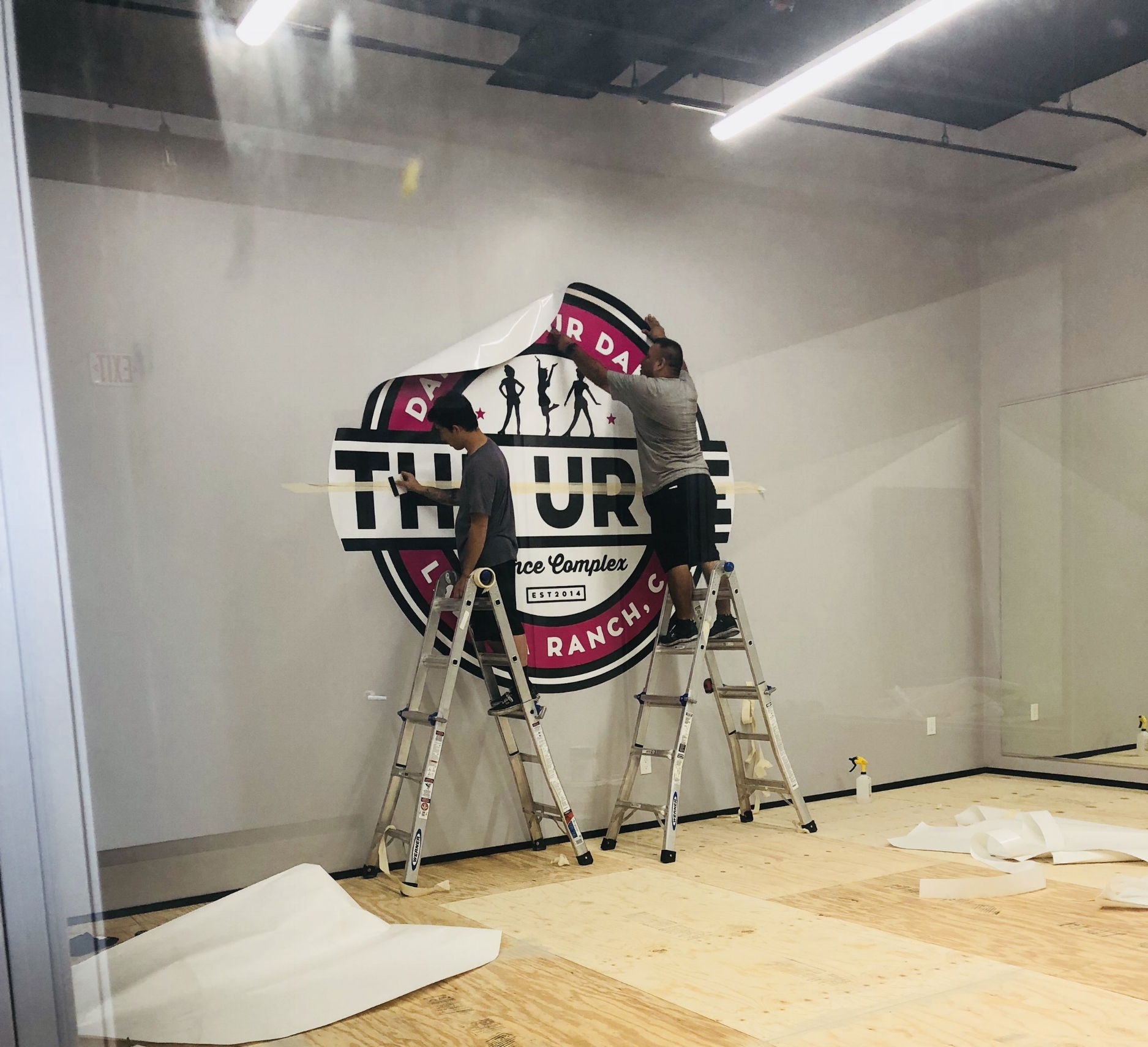 WALL MURAL GOING UP IN ONE OF THE STUDIOS!