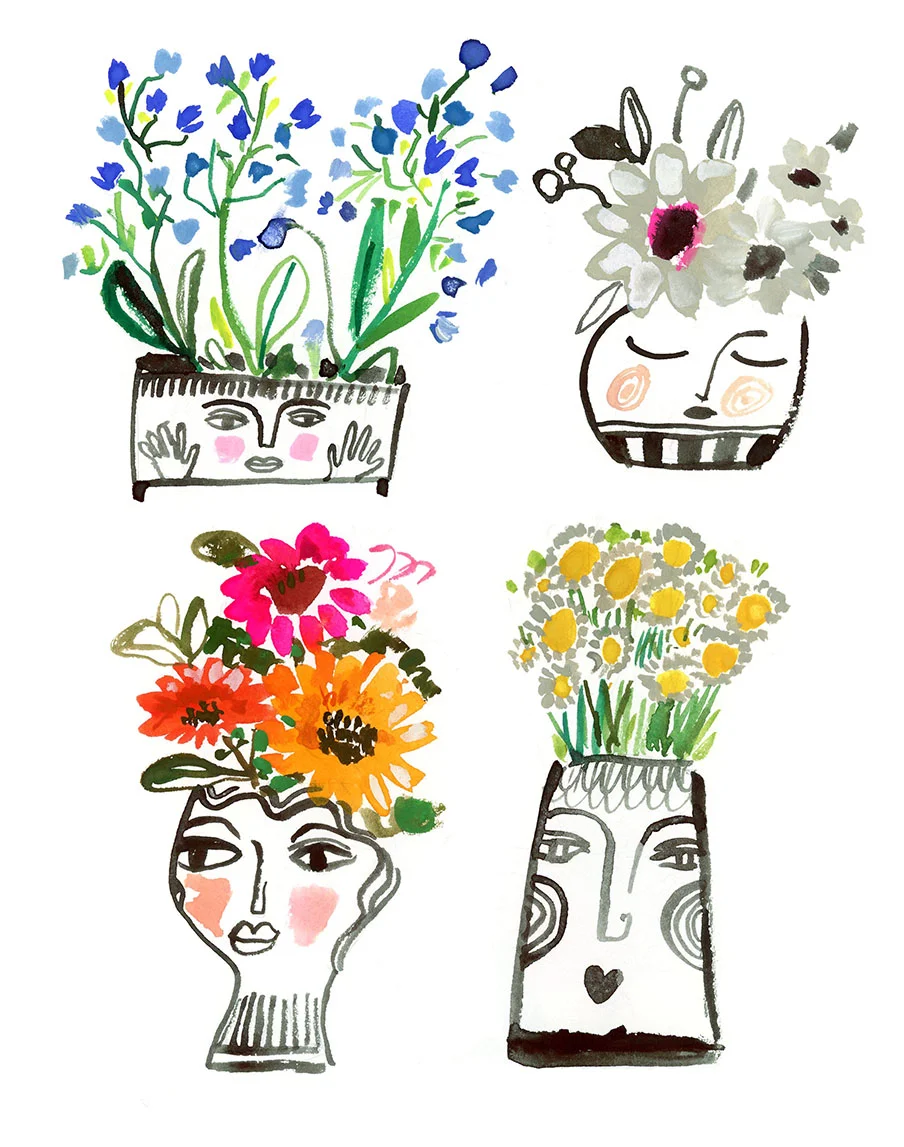 blushing face vases