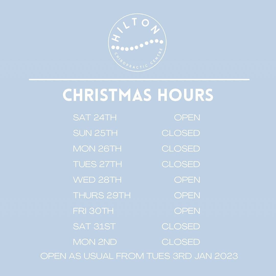 🎄 CHRISTMAS HOURS 🎄

We will continue to stay open over the festive season only closing for the public holidays. 

Please note that Dr Bill will be enjoying some time off and will have his last day of the year Friday 23rd December and return to wor