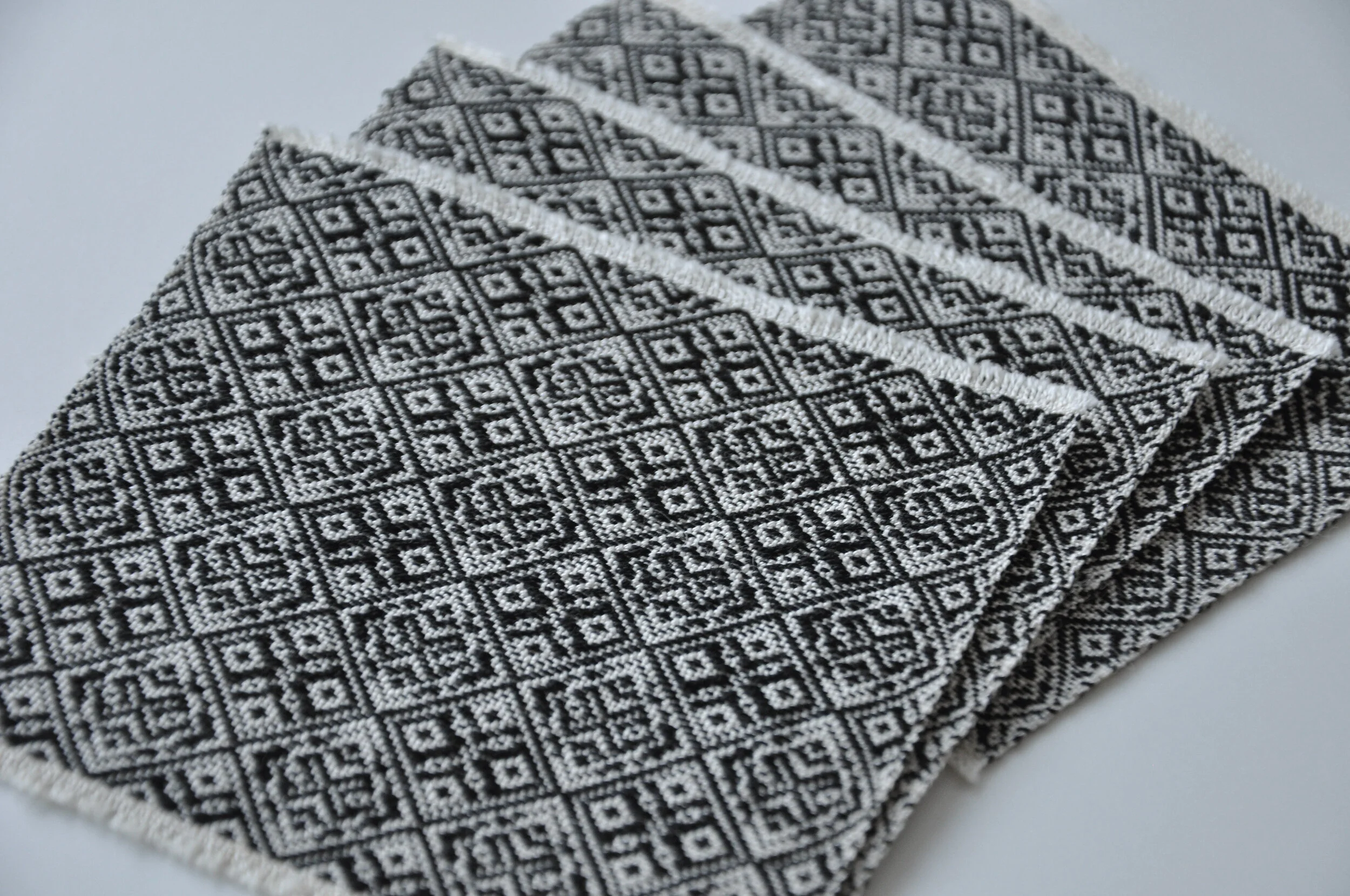 Handwoven Coasters in Black on Ecru