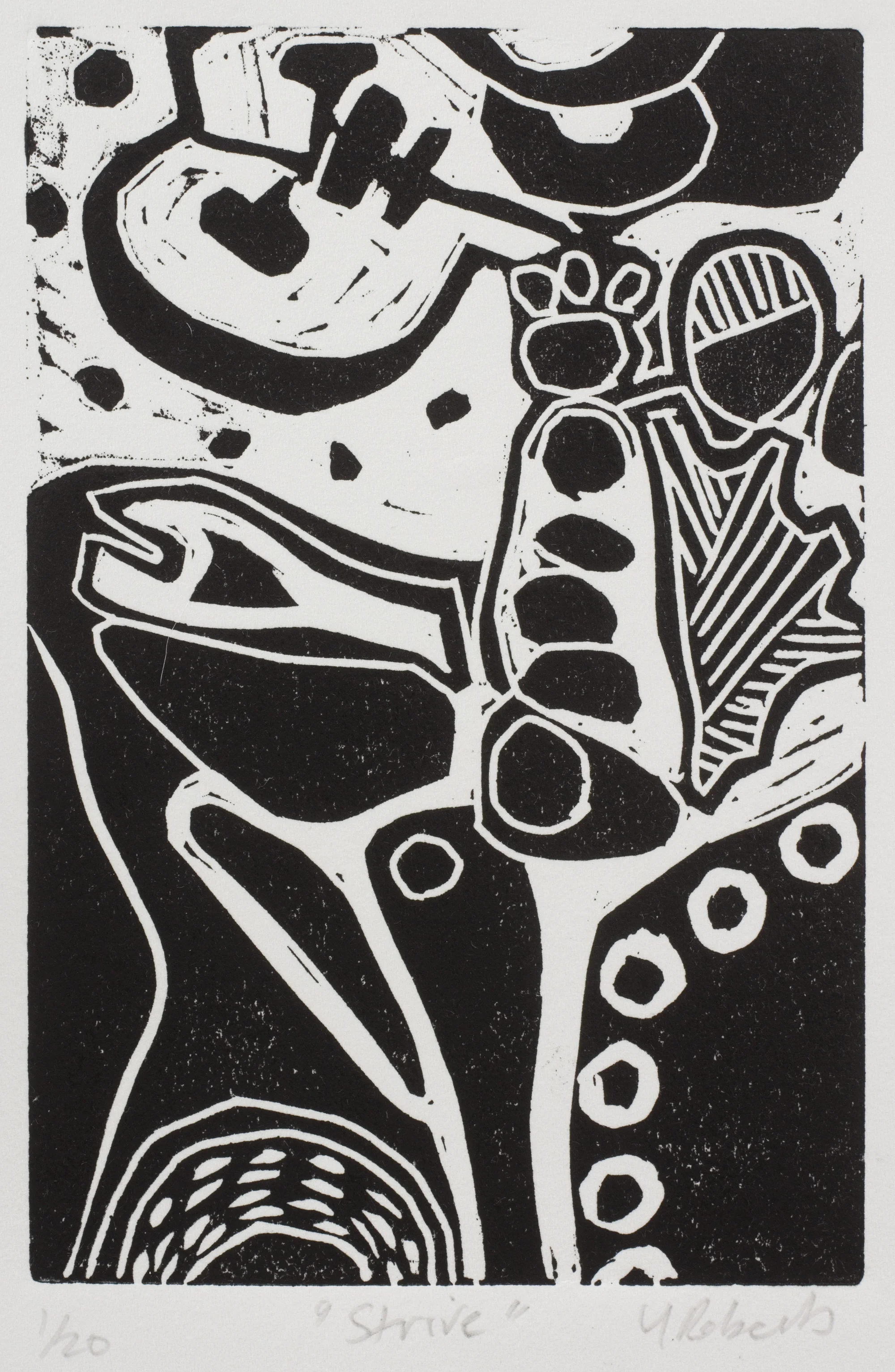 Strive , Linocut, edition 1/20