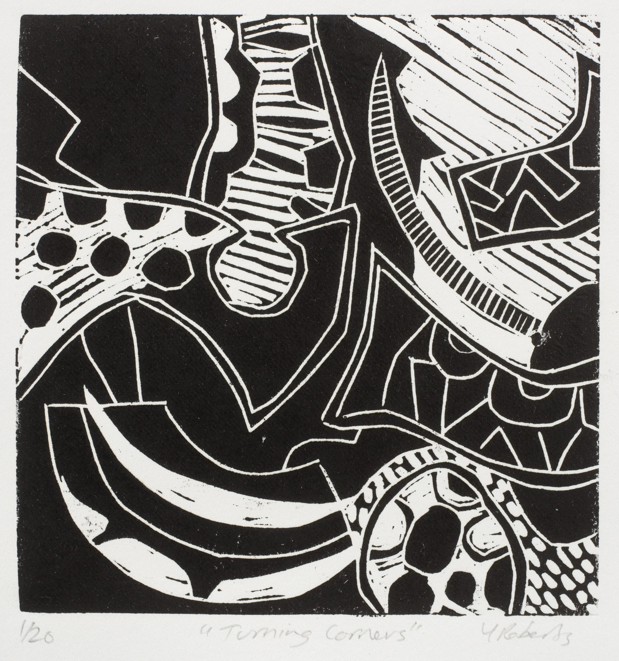 Turning Corners , Linocut, edition 1/20