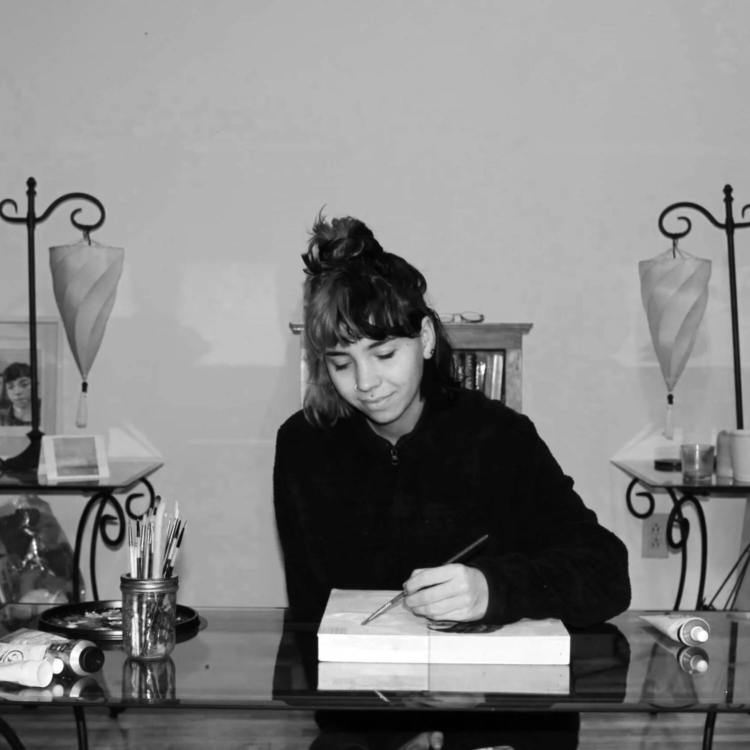 Shauna Gass is a local artist living and practicing in Saint John, New Brunswick. She received her BFA from Mount Allison University, specializing in painting and printmaking. At this time, she is working primarily in acrylics and her work focuses on memory and nostalgia. An important part of her process is making painting structures and frames by hand with her grandfather in his workshop.