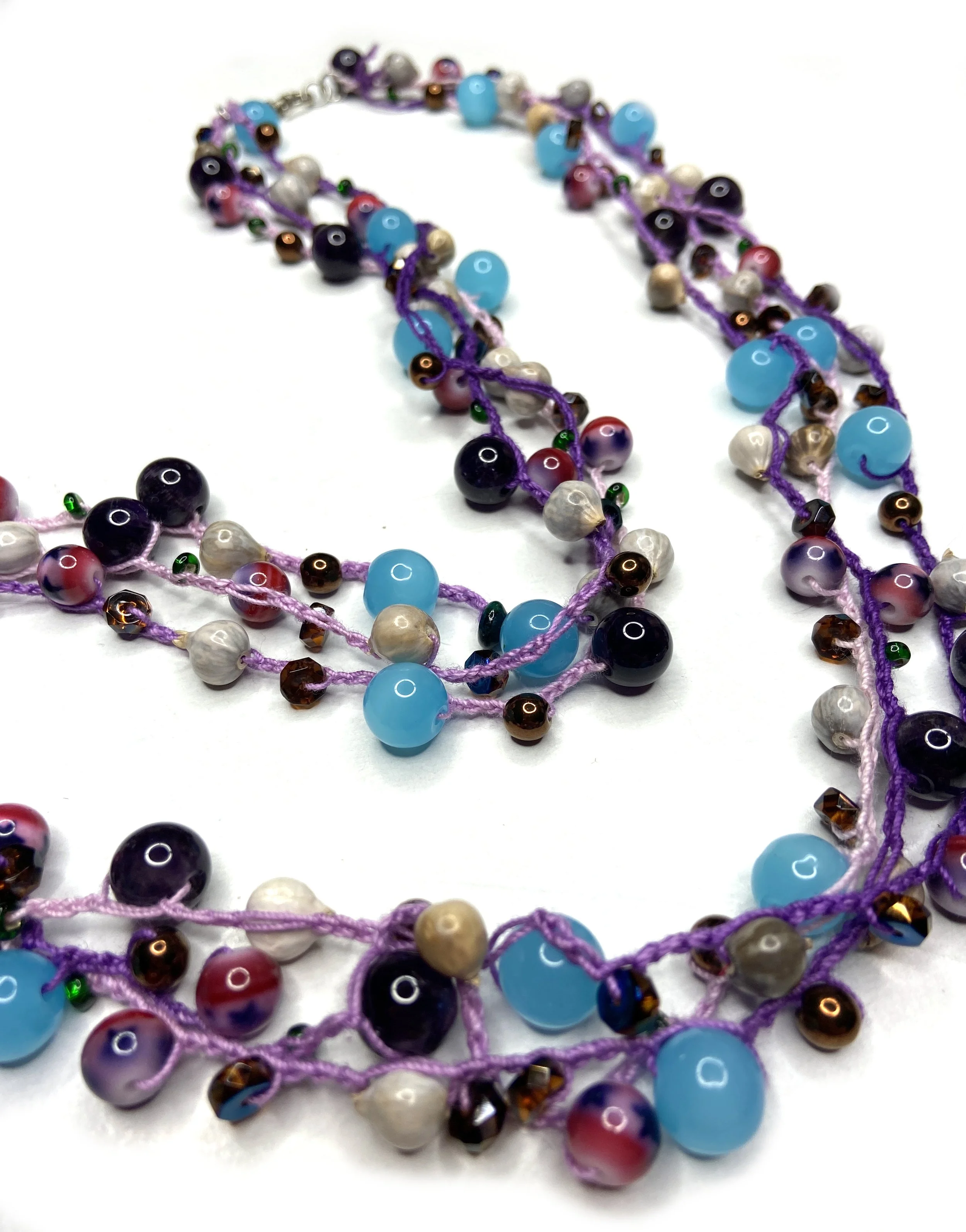 Crochet "Job's Tears" Necklace (Three Strands) by Mu Mu
