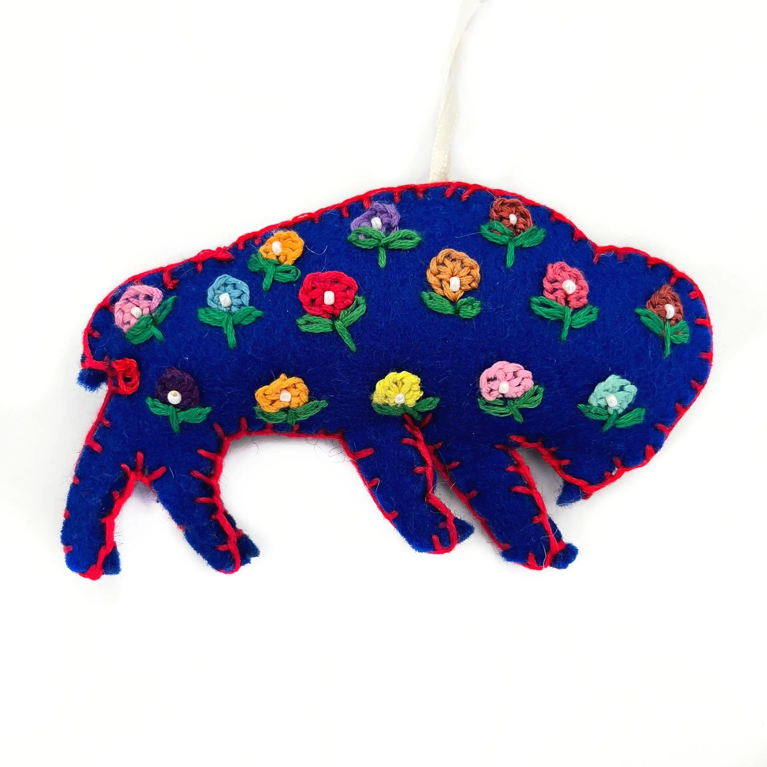 Small Hand-Embroidered Buffalo Ornament by Gulsom