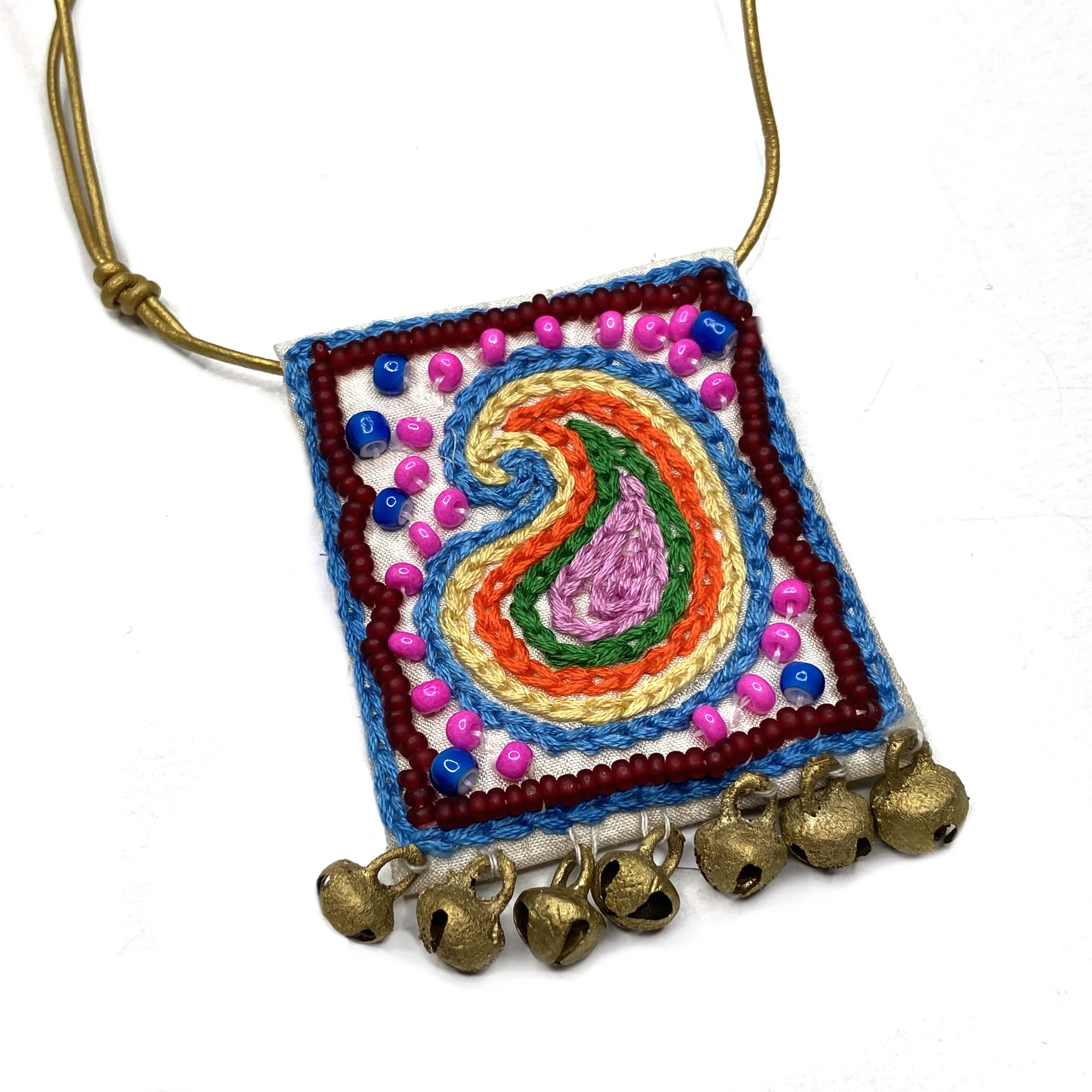Hand-Embroidered Prayer Pouch Necklace by Shabana