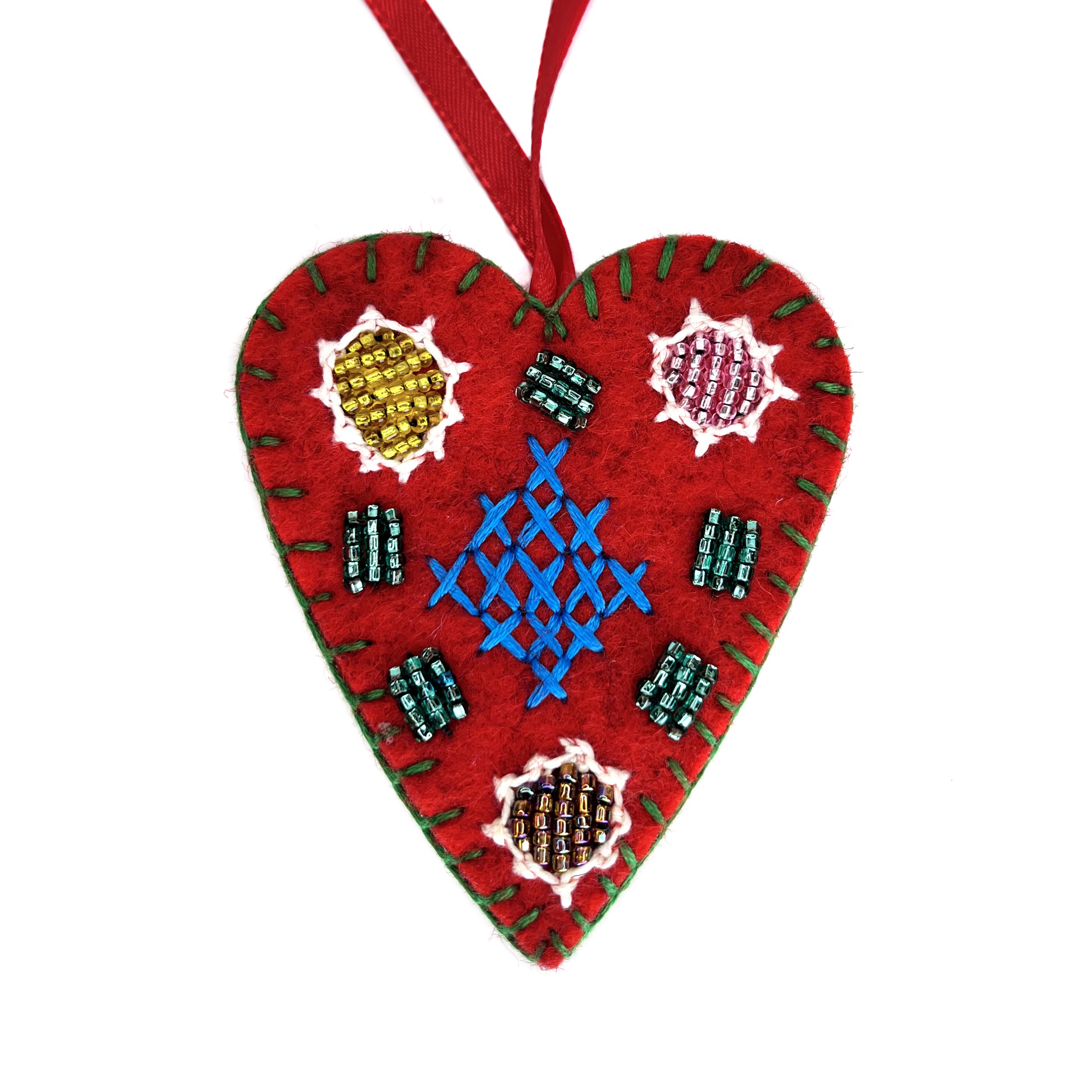 Hand-Embroidered Heart Ornament by Sheringul