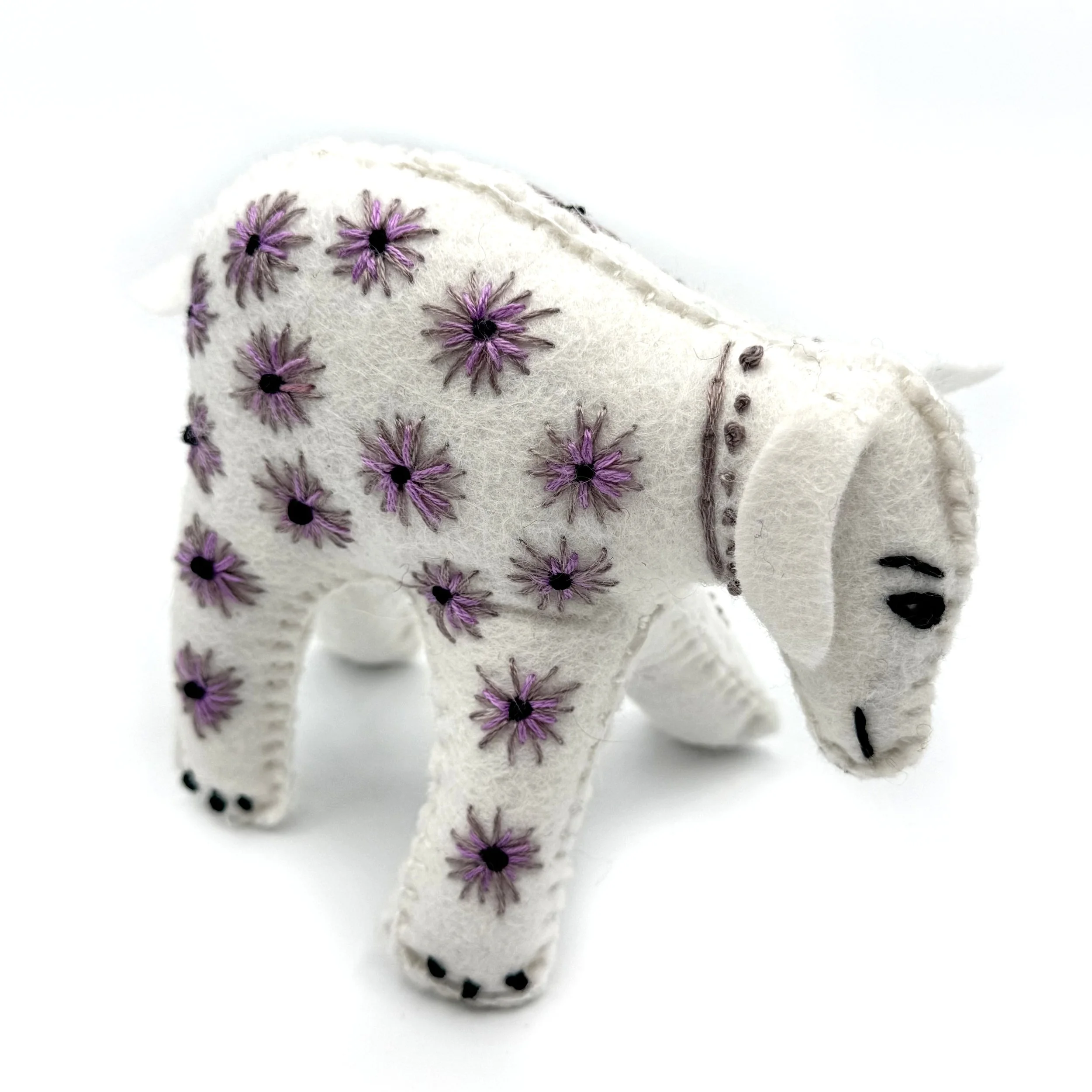 Hand-Embroidered Standing Sheep by DZ