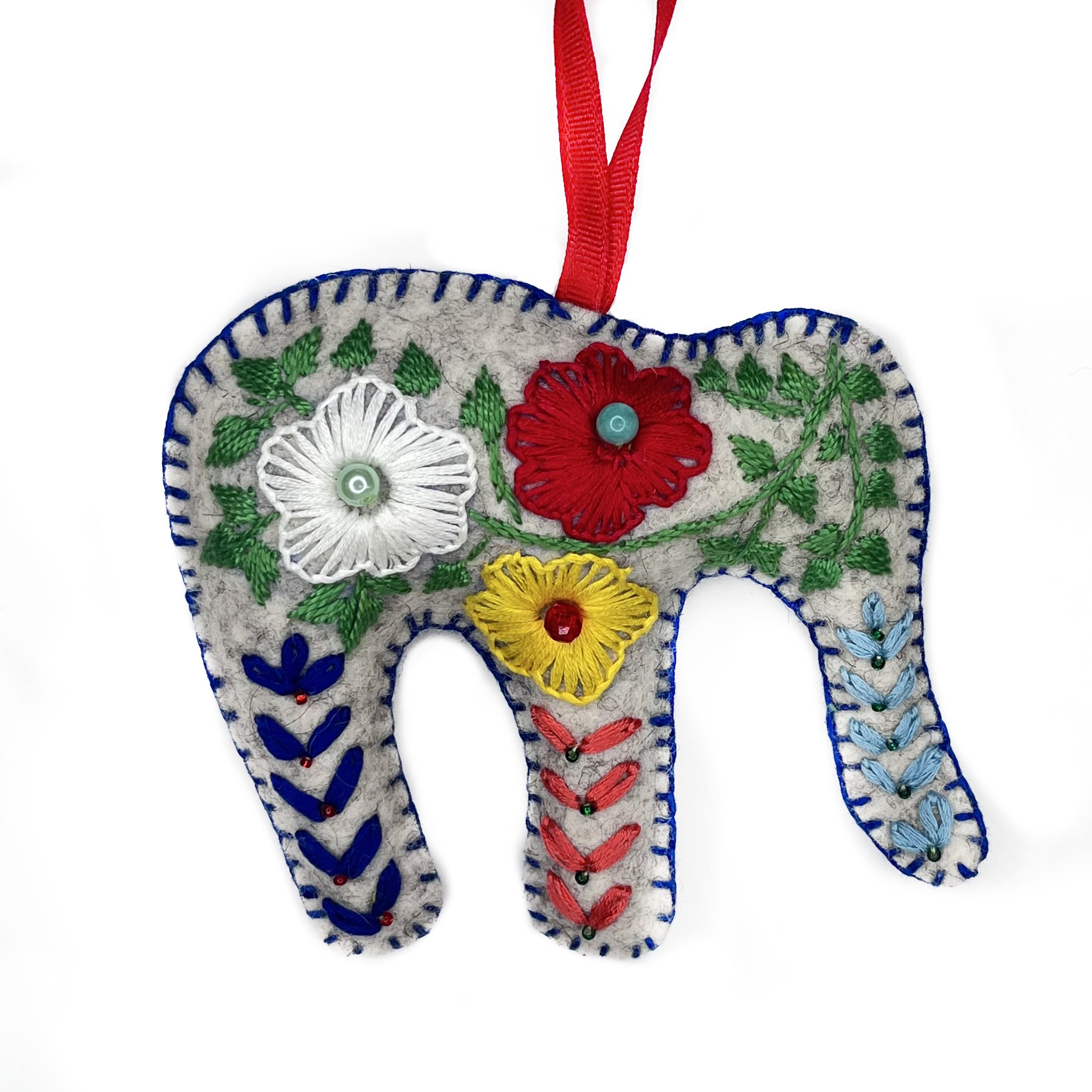 Hand-Embroidered Elephant Ornament by Mursal