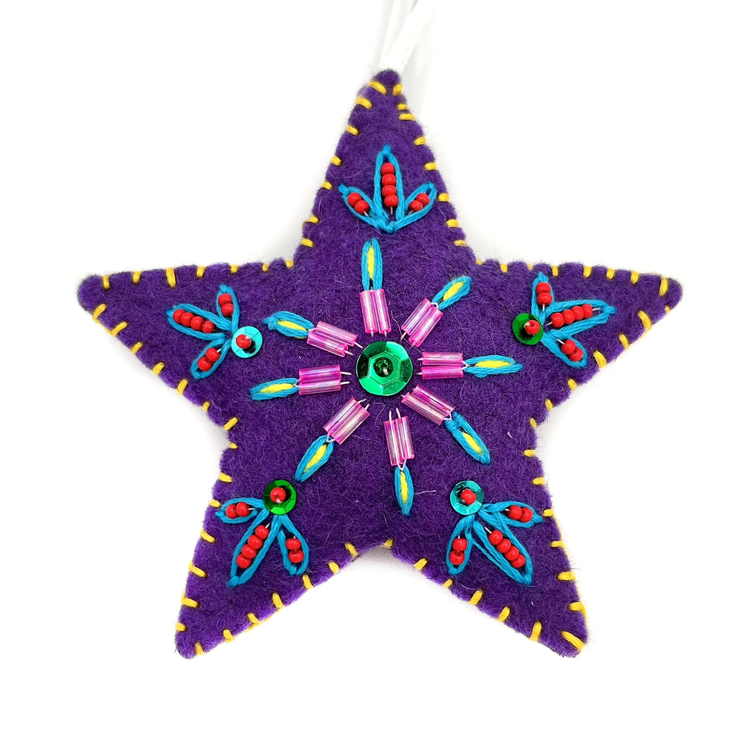 Medium Hand-Embroidered Star Ornament by Humairah
