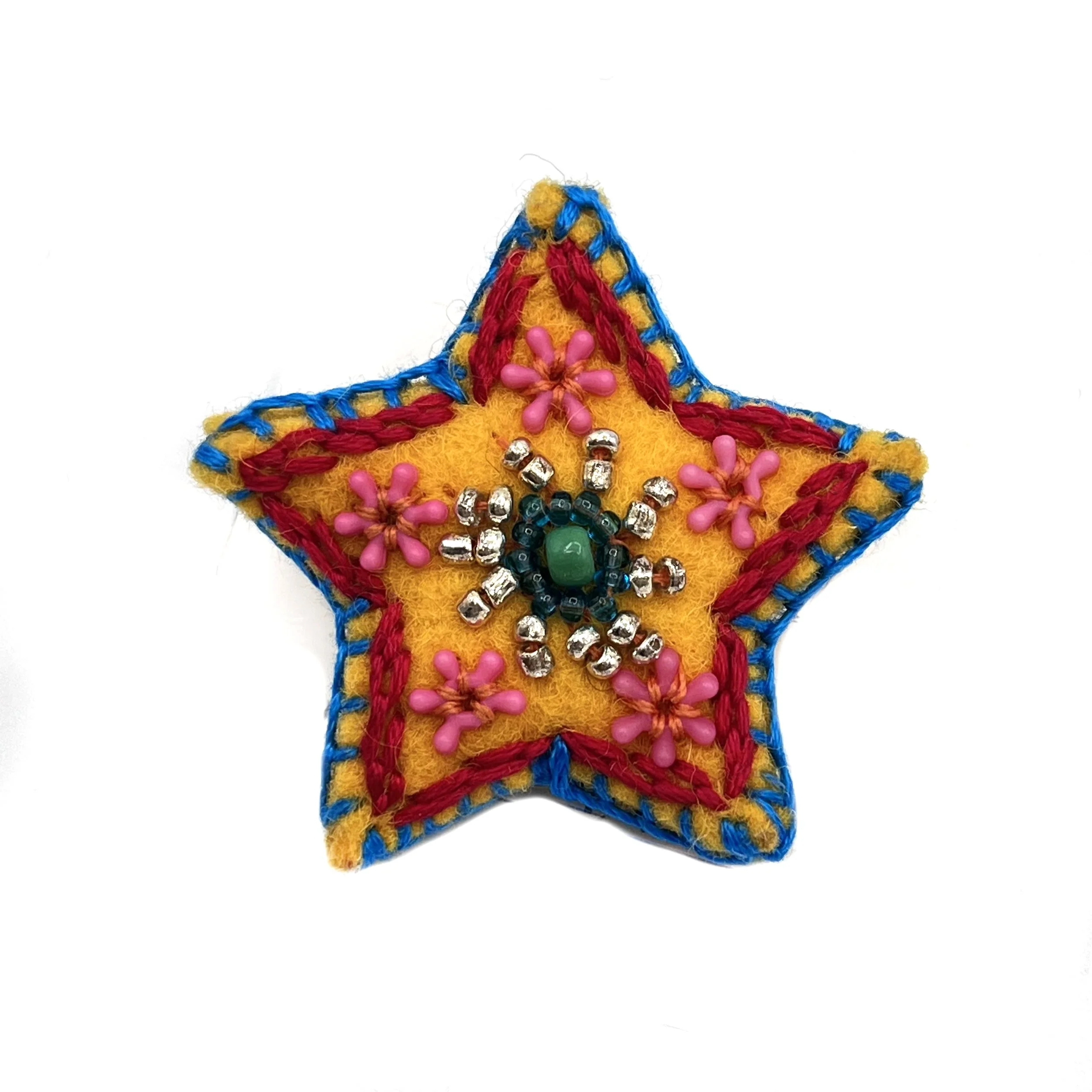 Hand-Embroidered Mini Star Pin by Tek Rai