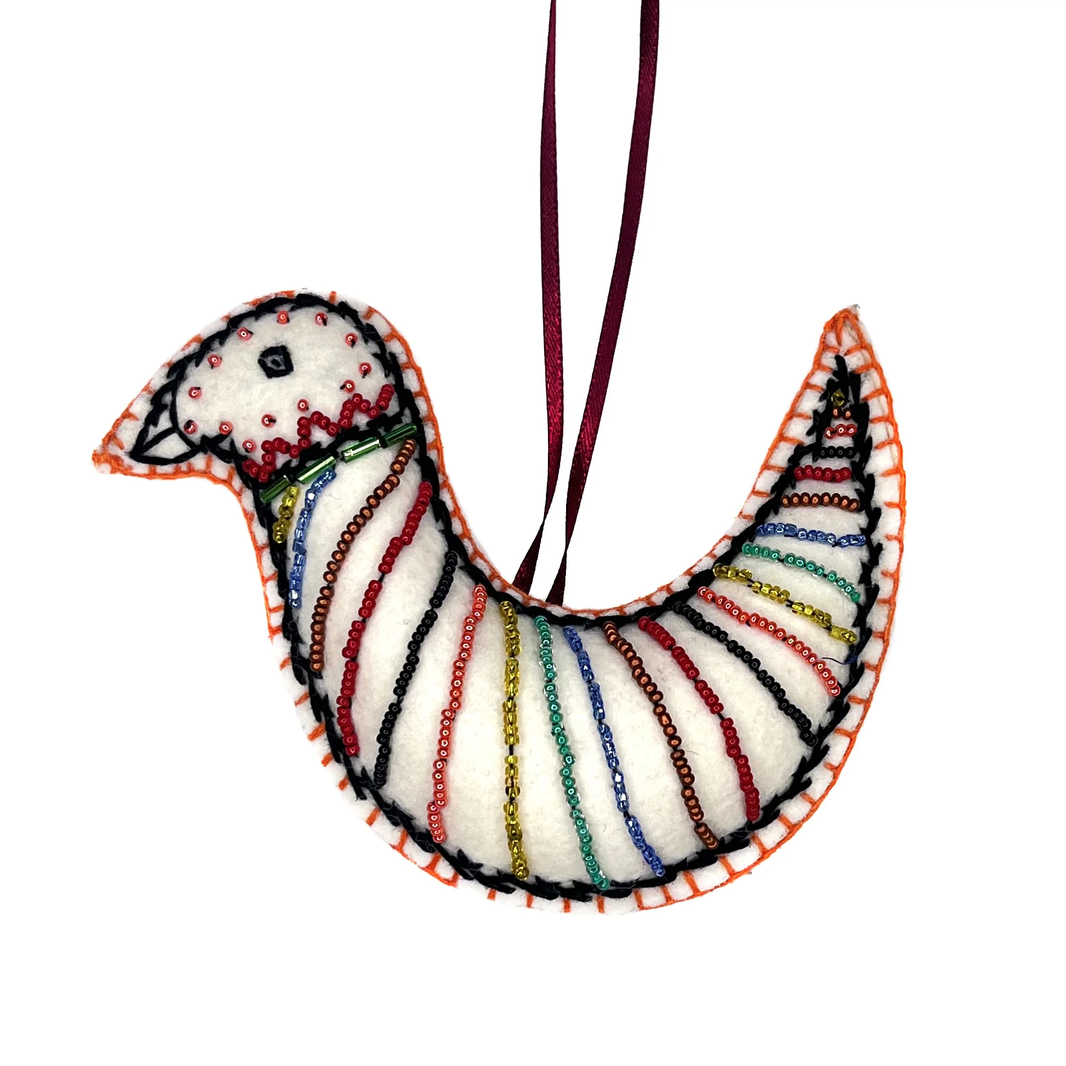Hand-Embroidered Dove Ornament by Sheringul