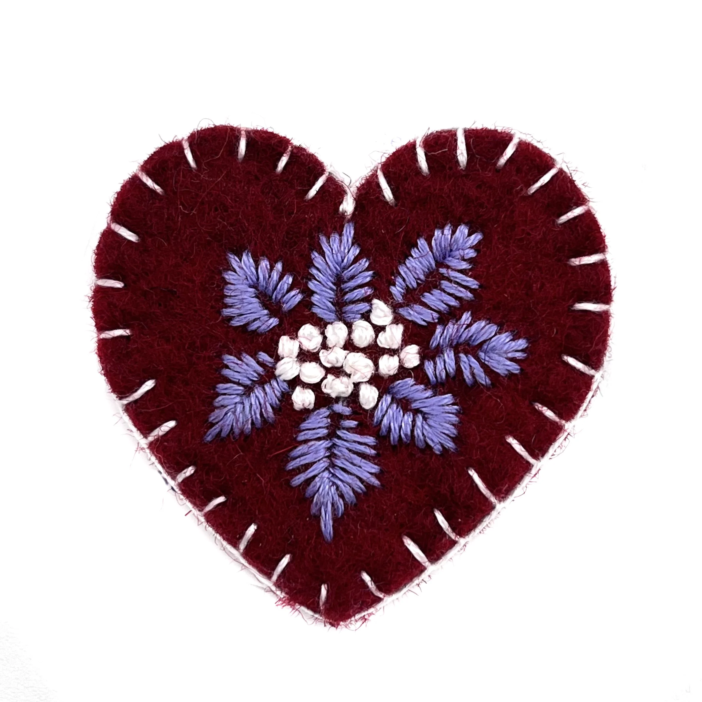 Hand-Embroidered Mini Heart Pin by Zi Ram