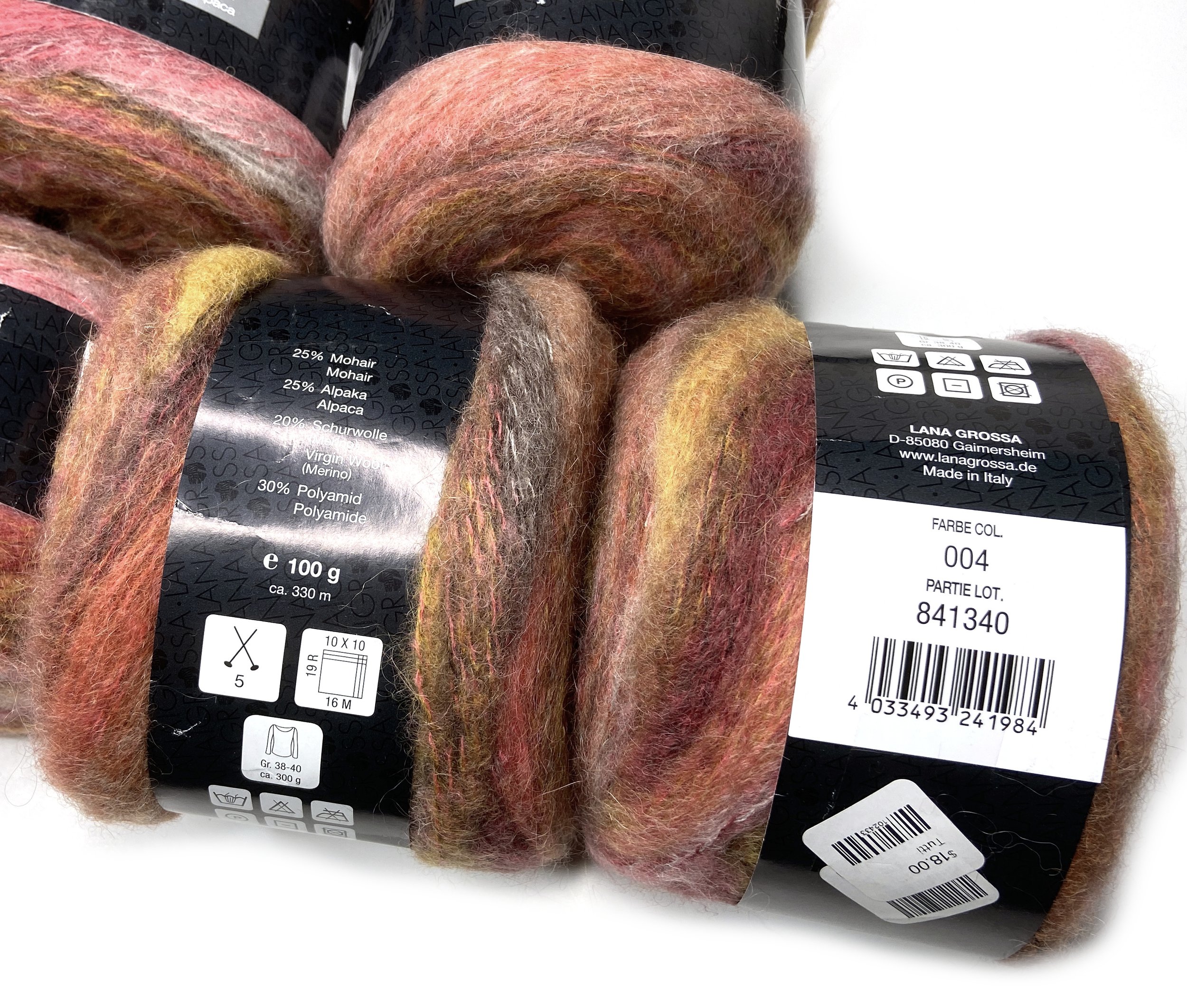 Five Skeins Yarn—Lana Grossa, Tutti, Kid Mohair with Baby Alpaca