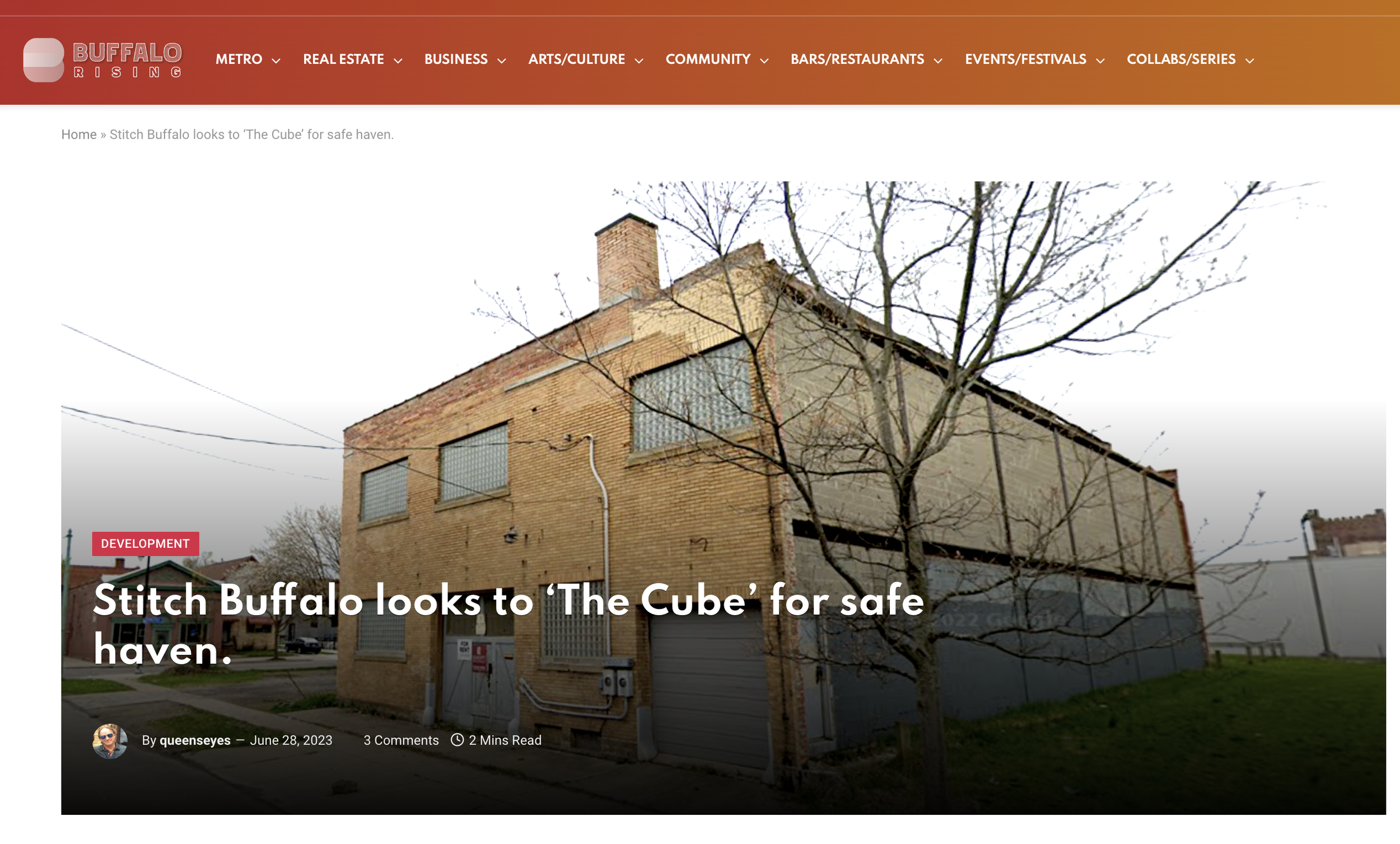 Buffalo Rising: "Stitch Buffalo looks to ‘The Cube’ for safe haven."