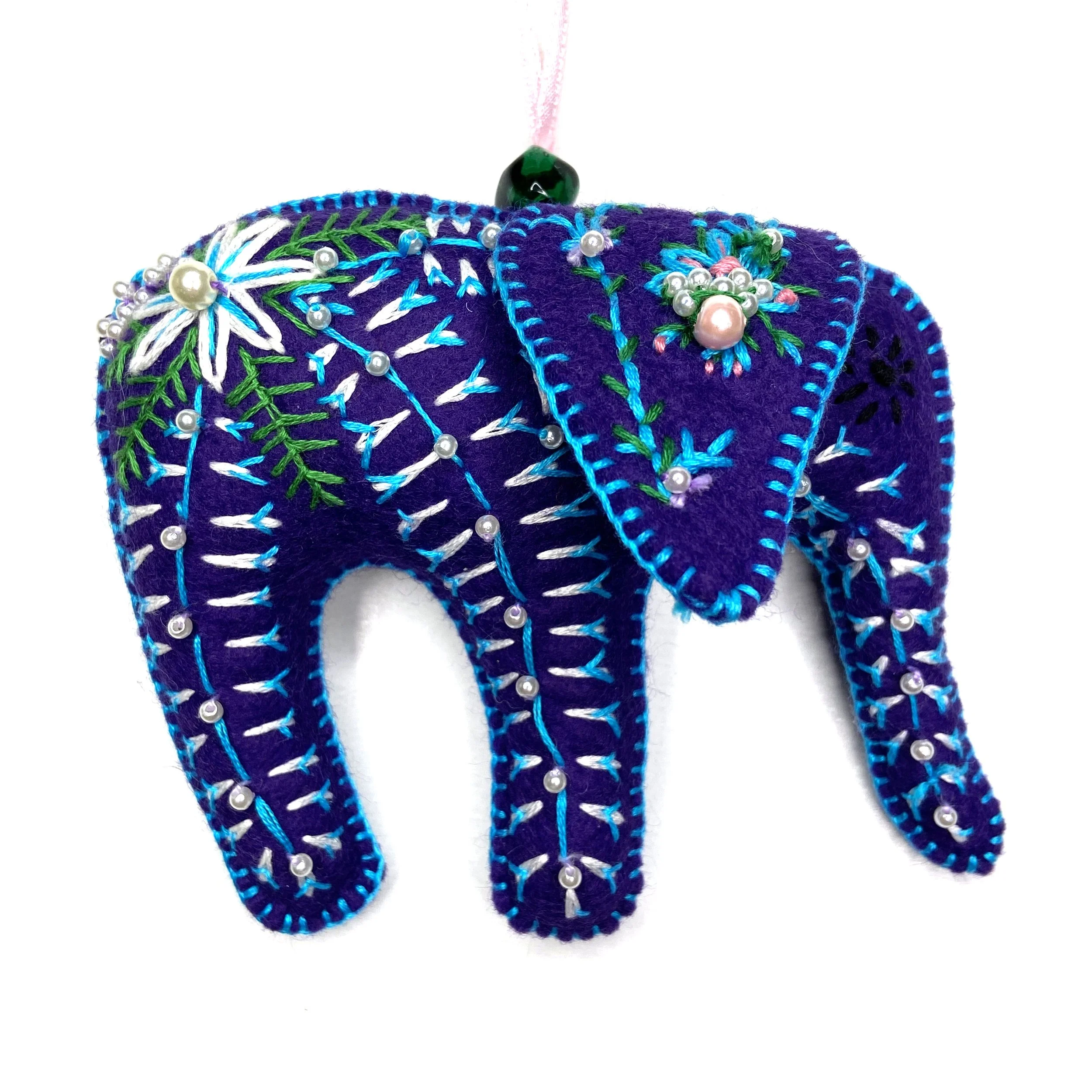 HandEmbroidered Elephant Ornament by Naw Mah Ooh — Stitch Buffalo