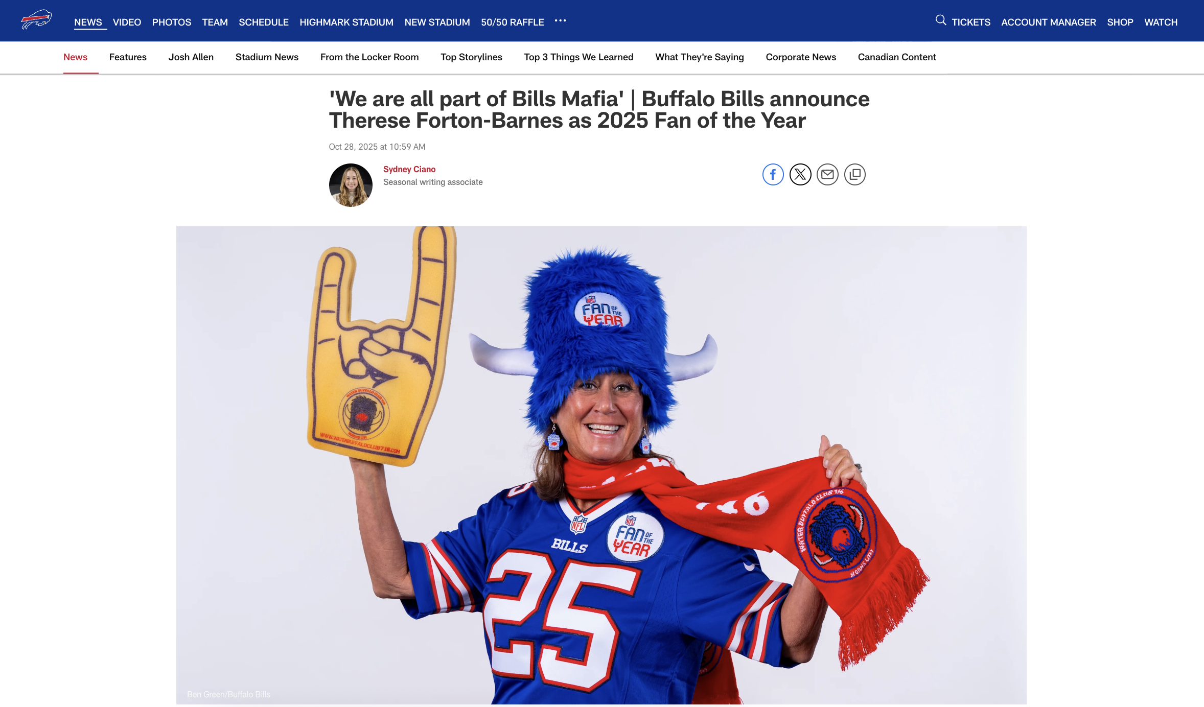 Buffalo Bills: 'We are all part of Bills Mafia' | Buffalo Bills announce Therese Forton-Barnes as 2025 Fan of the Year
