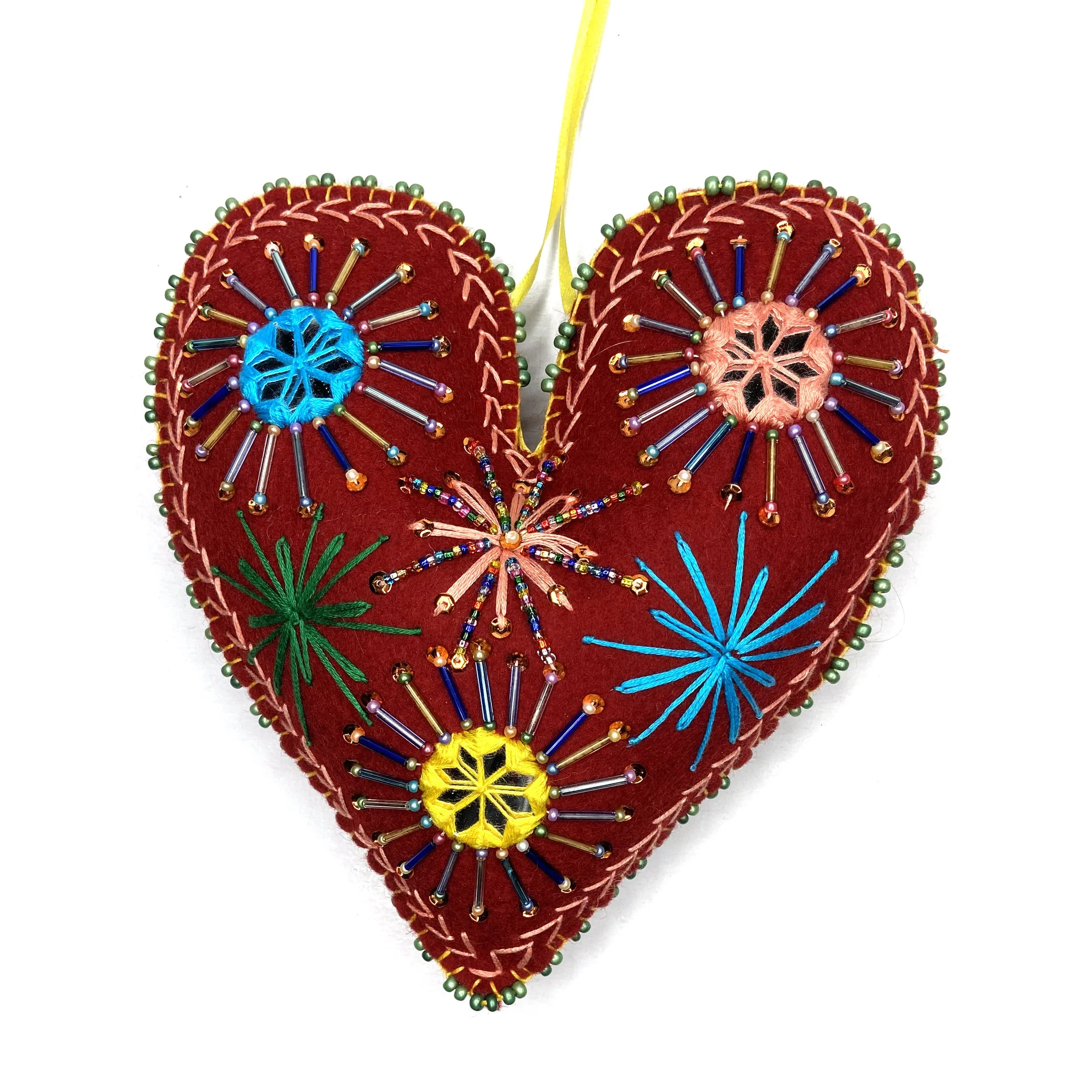 Hand-Embroidered Heart Wall Art—by Mahjabin