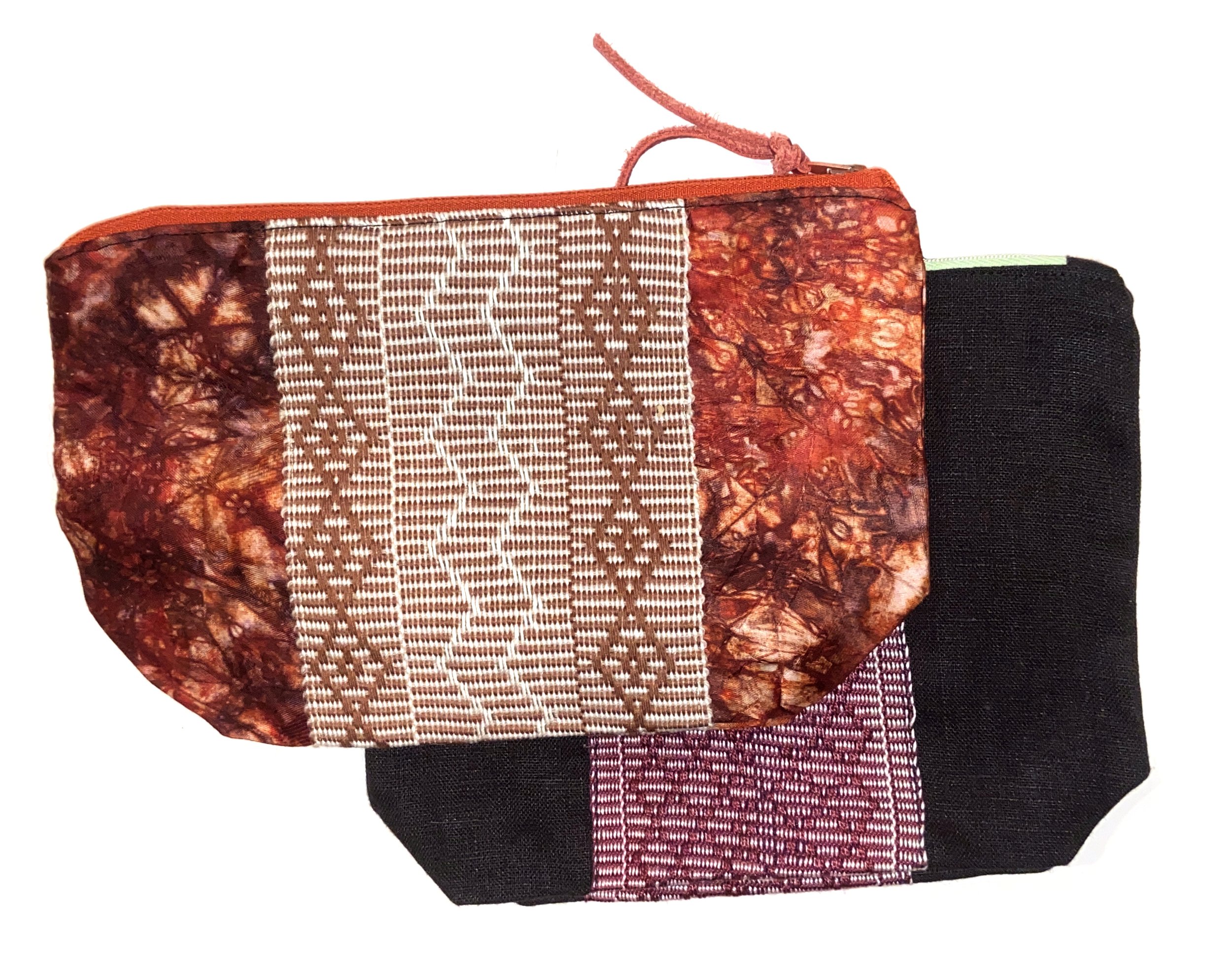 Set of Two Hand Woven and Cotton/Linen Zipper Pouches