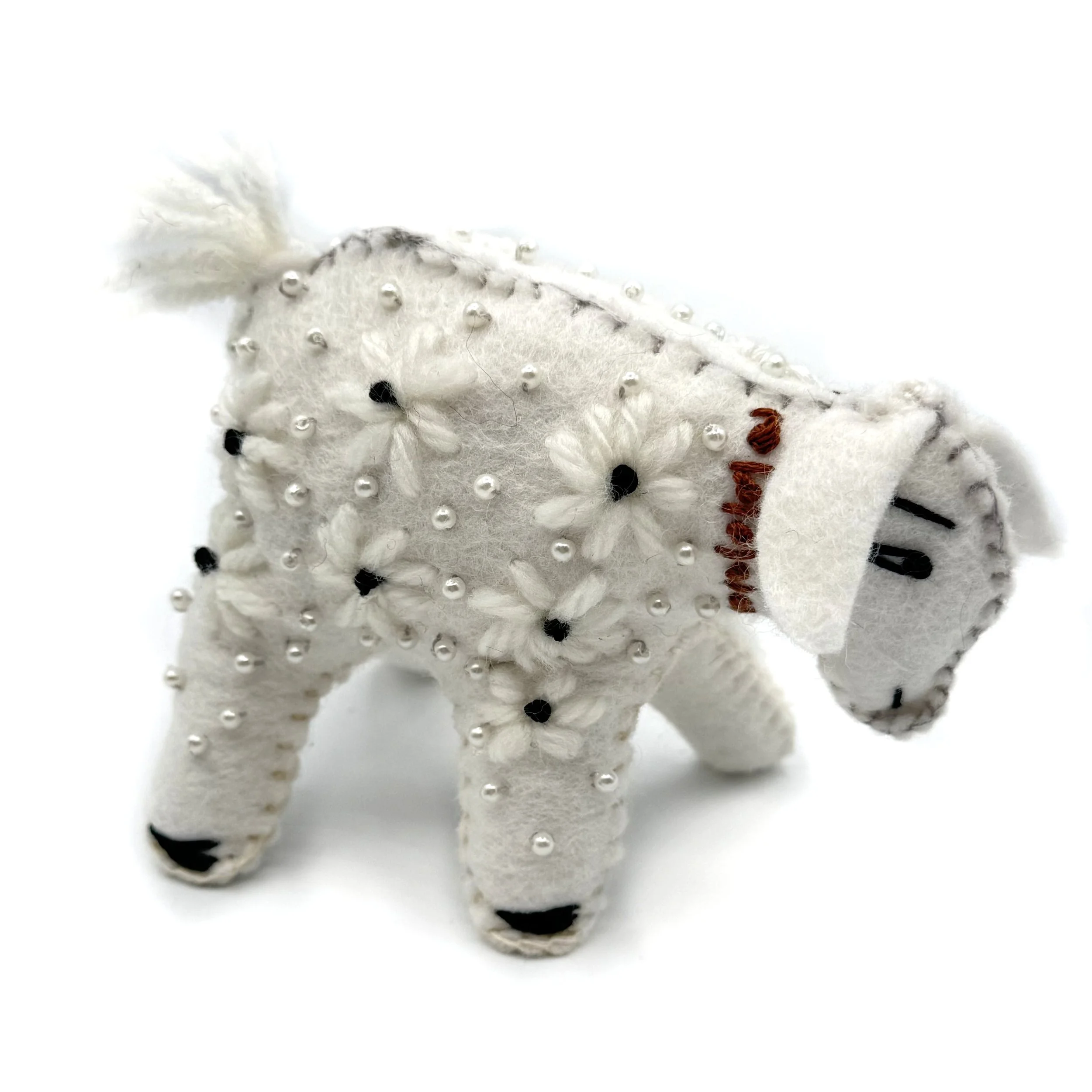 Hand-Embroidered Standing Sheep by Bawk Mai