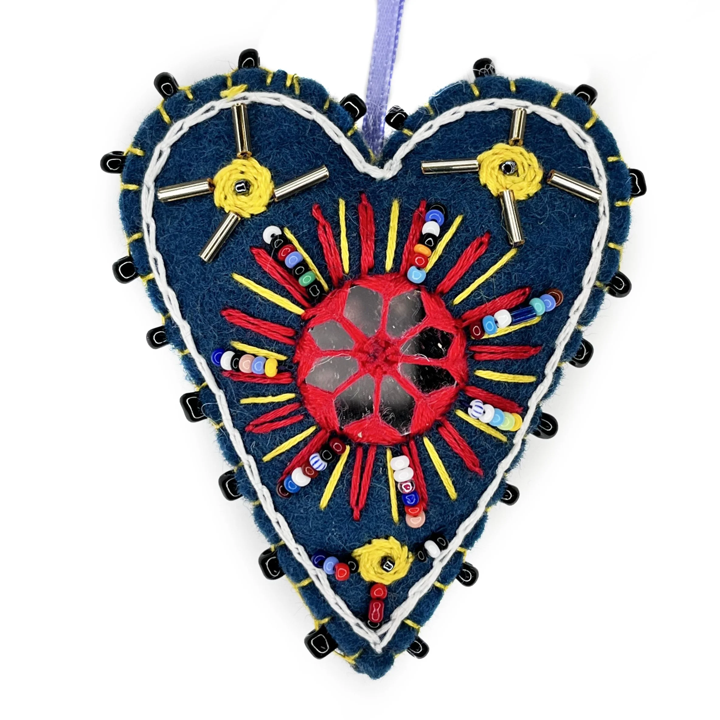 Hand-Embroidered Heart Ornament by Maimana