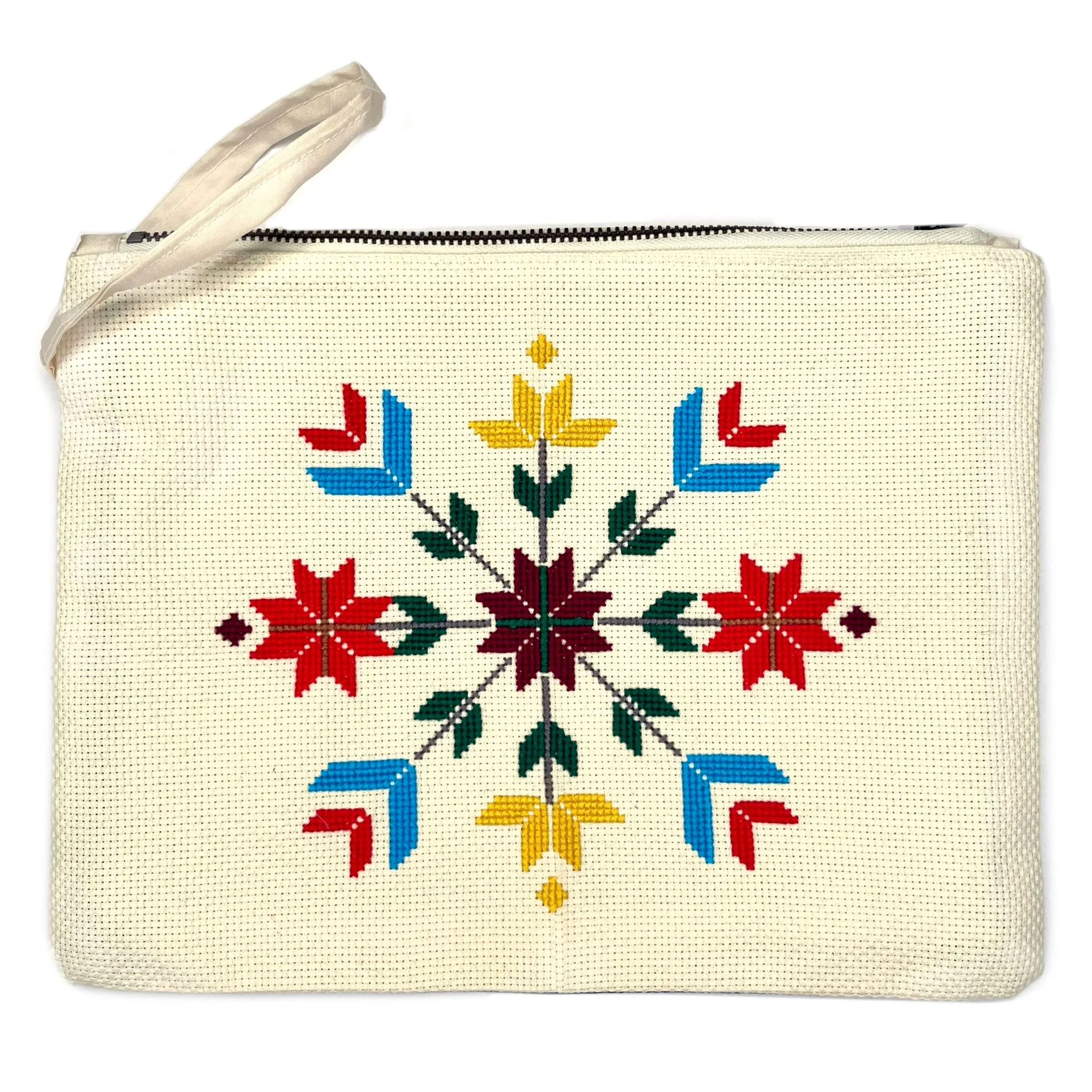 Khamak-Inspired Zipper Pouch with Wristlet by Masooda