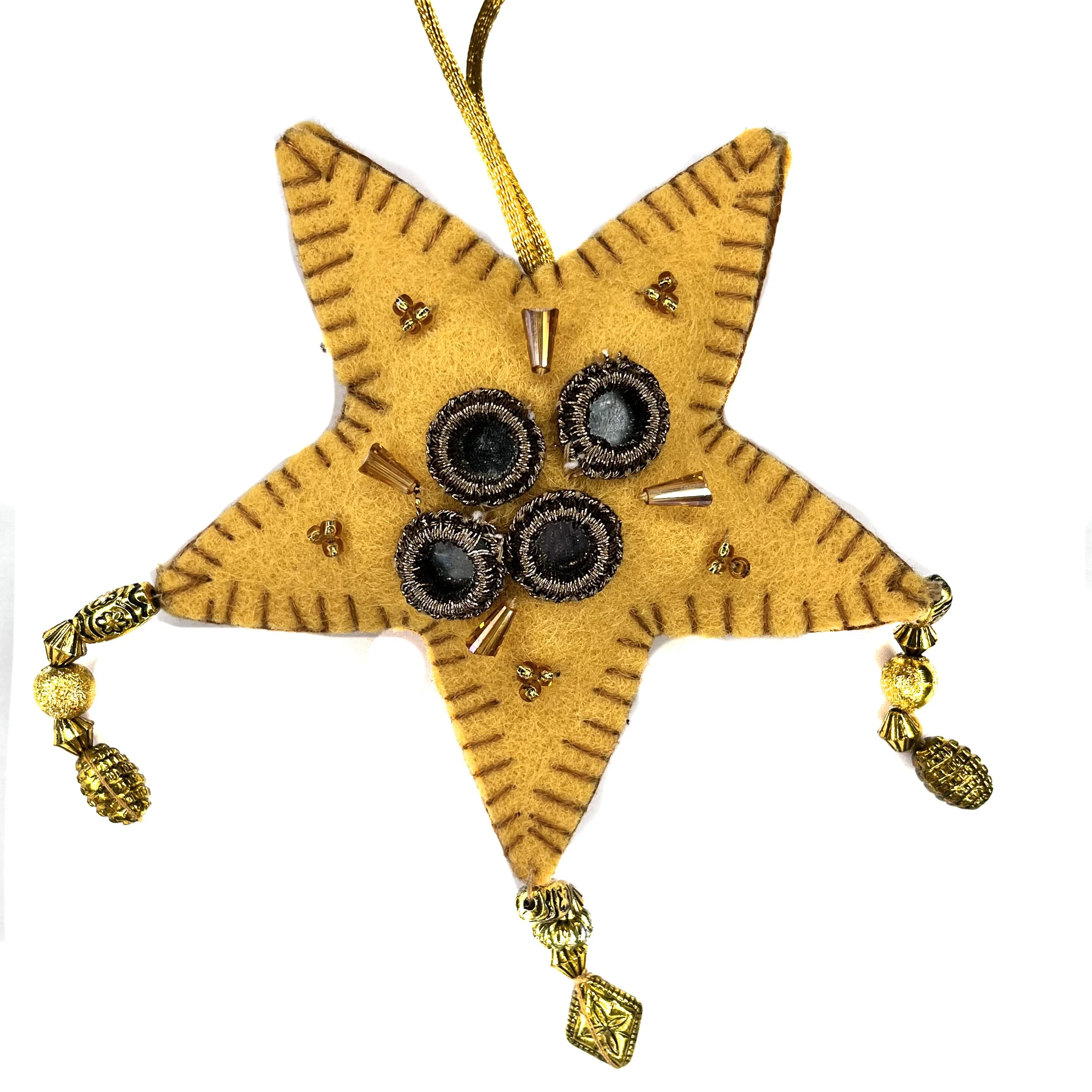 Medium Hand-Embroided Star Ornament by Qudsia