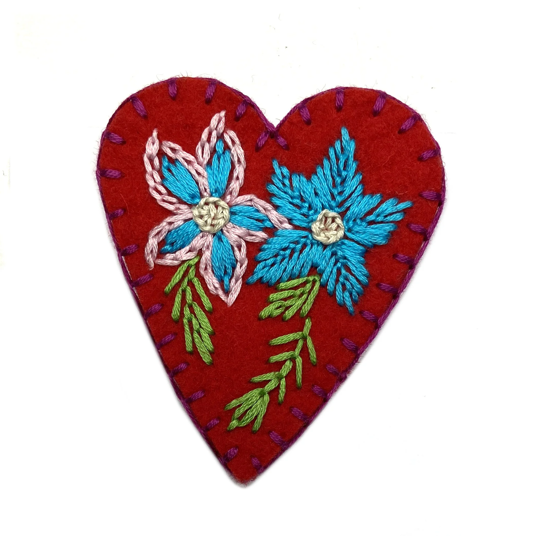 Hand-Embroidered Heart Pin by Ni Ni Aung