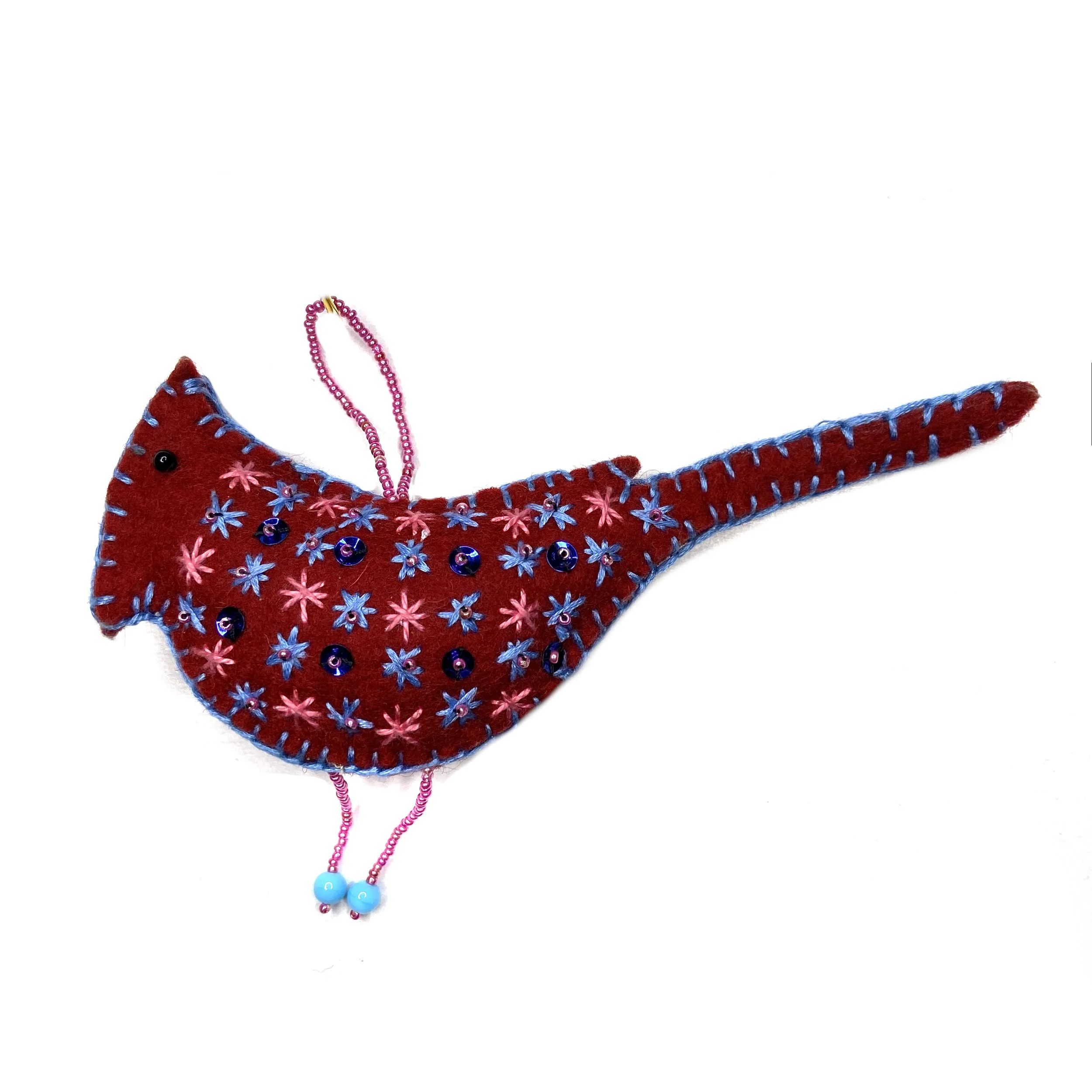 Hand-Embroidered Cardinal Ornament by Gulsom