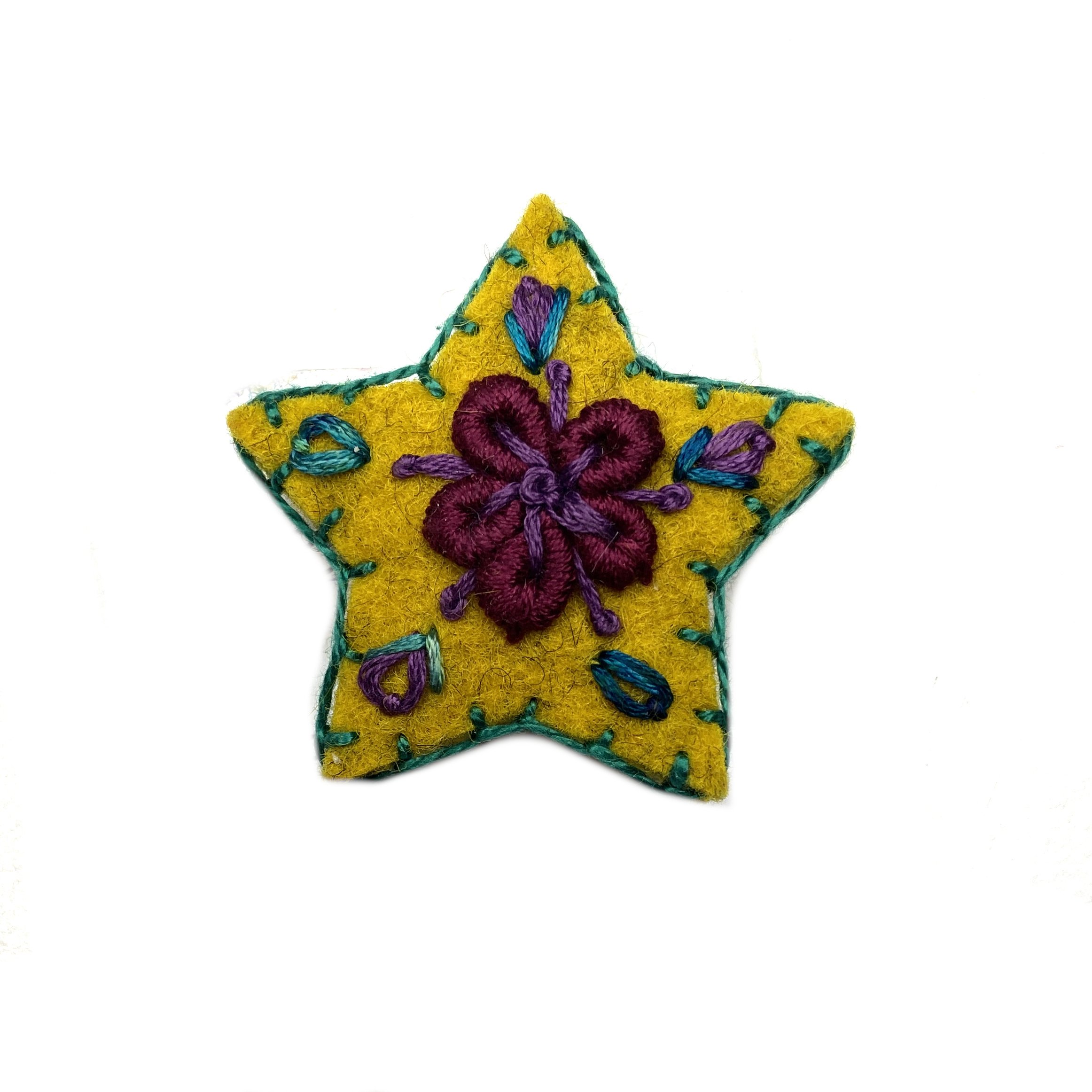 Hand-Embroidered Star Pin by Ser Eh Paw