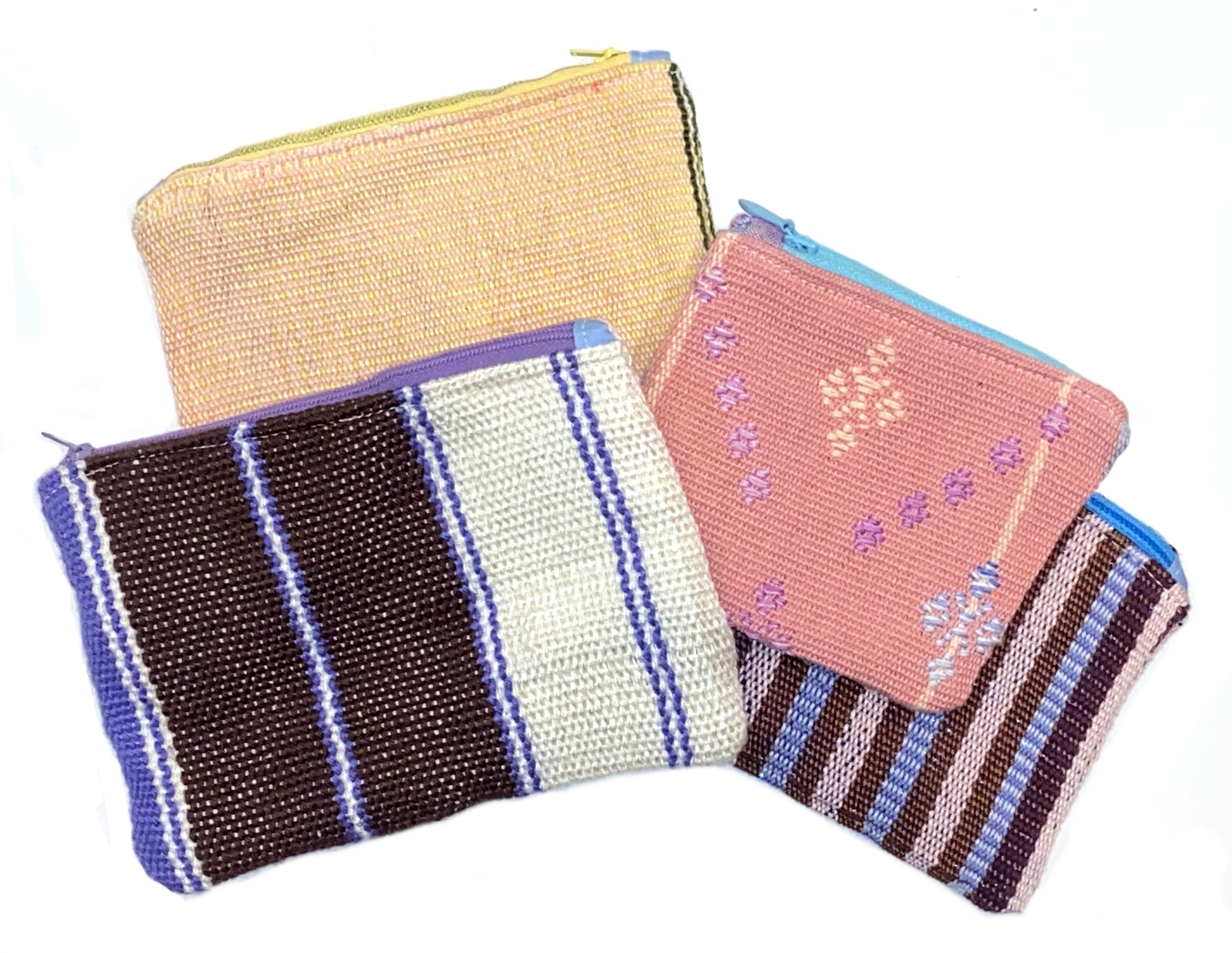 Set of Four Hand Woven Zipper Pouches