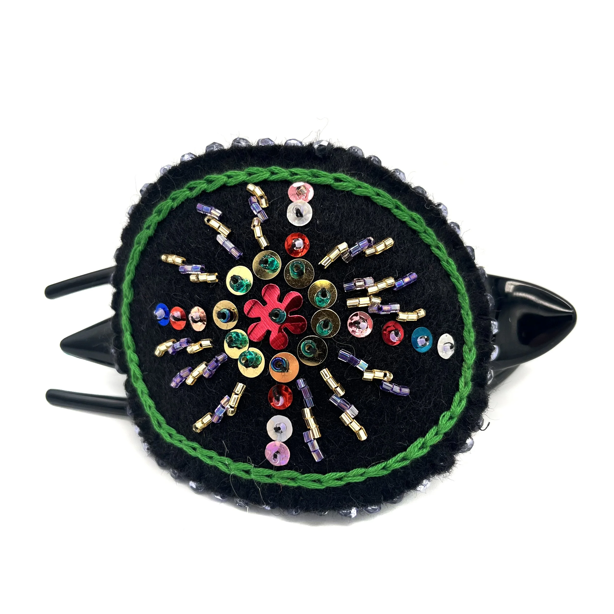 Hand-Embroidered Hair Clip by Sahar