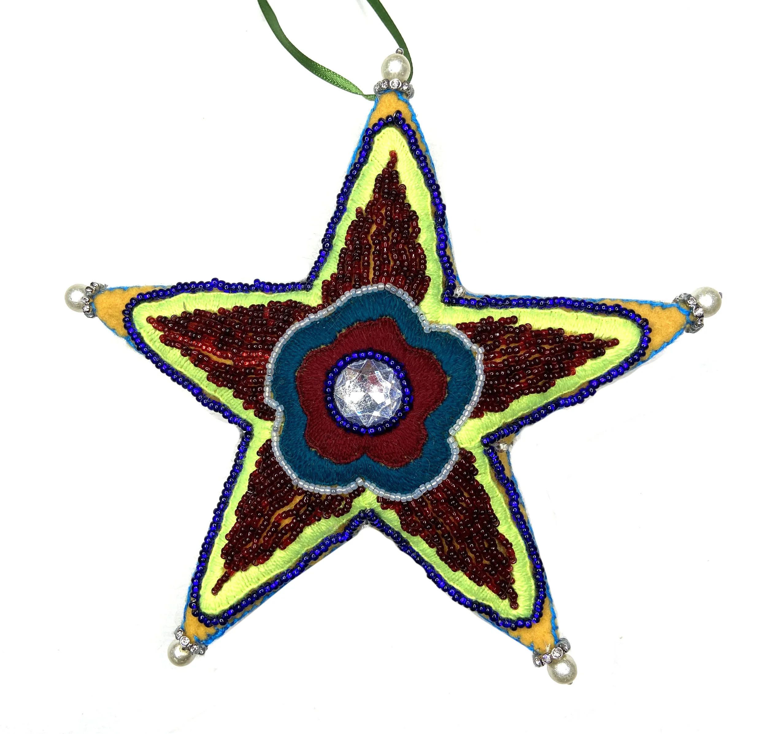 Large Hand-Embroidered Star Ornament—by Bibi Sawari