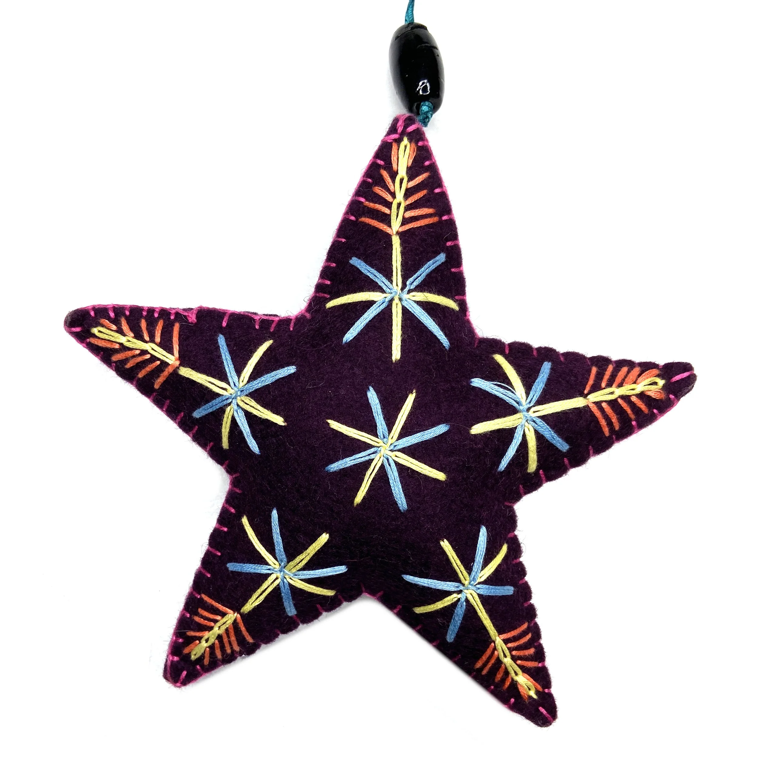 Large Hand-Embroidered Star Ornament by Saraswati