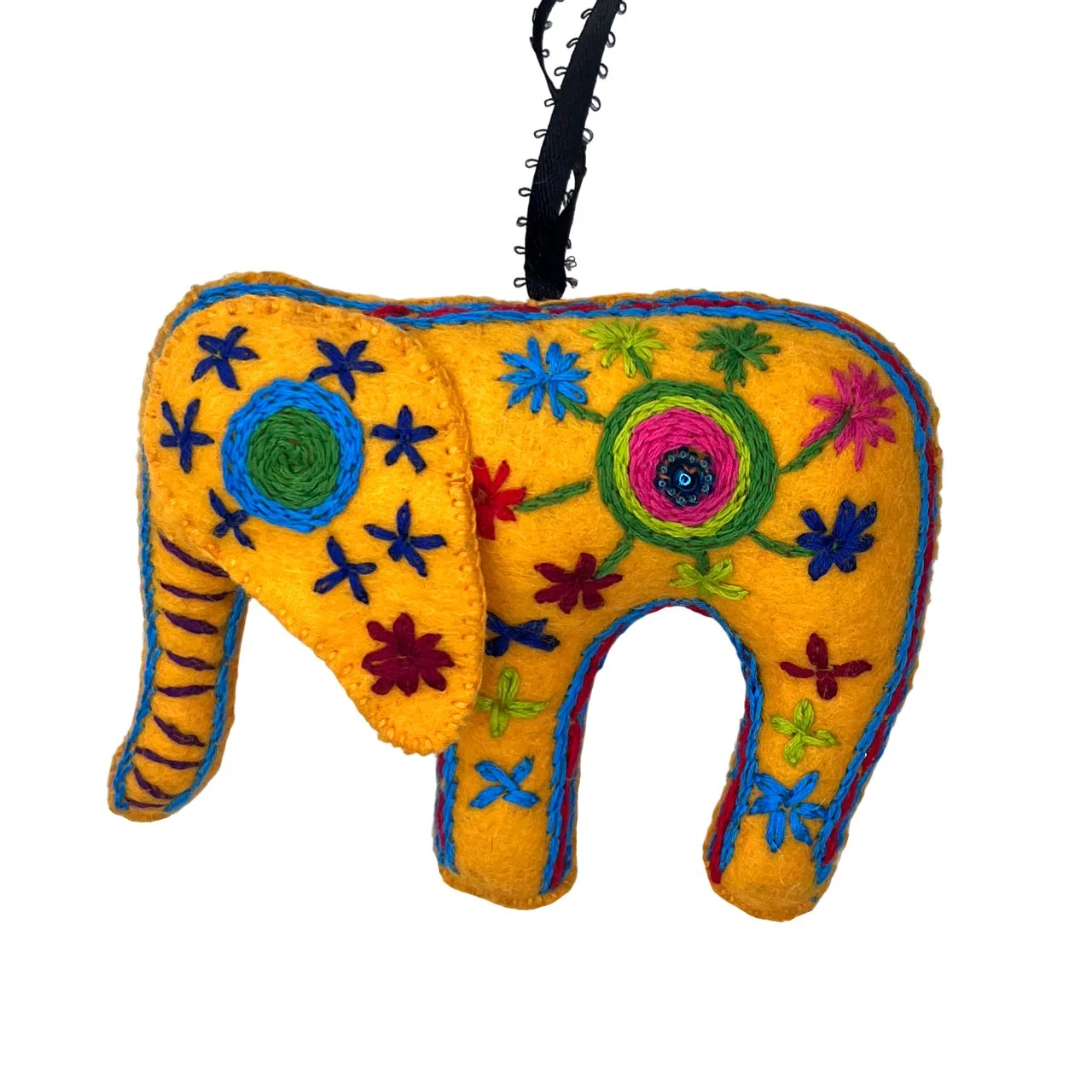 Hand-Embroidered Elephant Ornament by Tek Rai