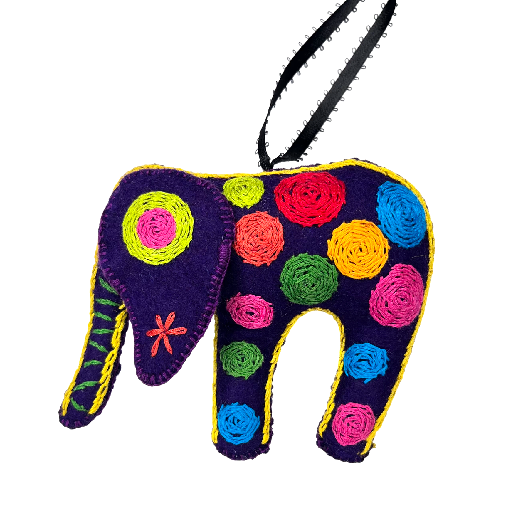 Hand-Embroidered Elephant Ornament by Tek Rai