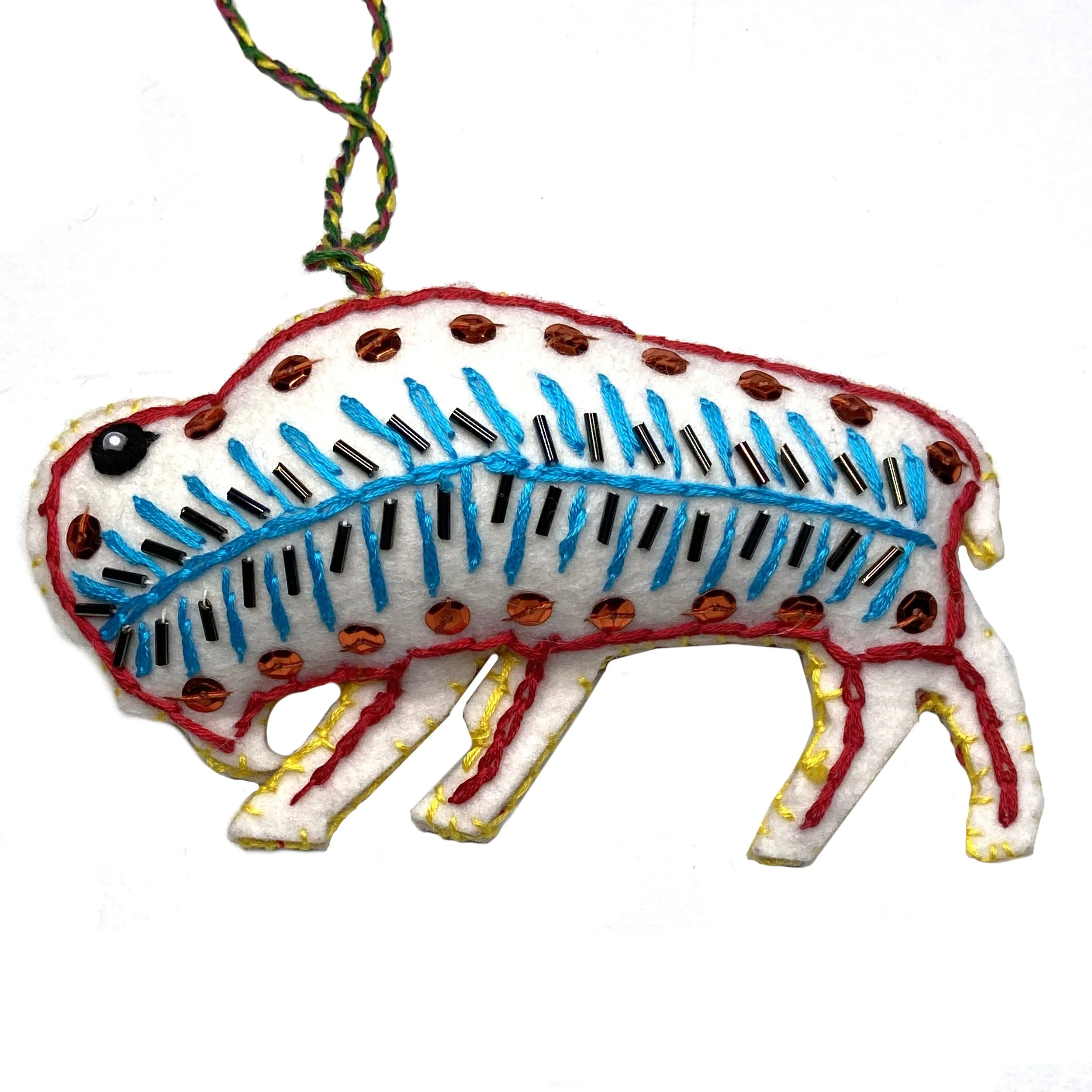 Large Hand-Embroidered Buffalo Ornament by Tila
