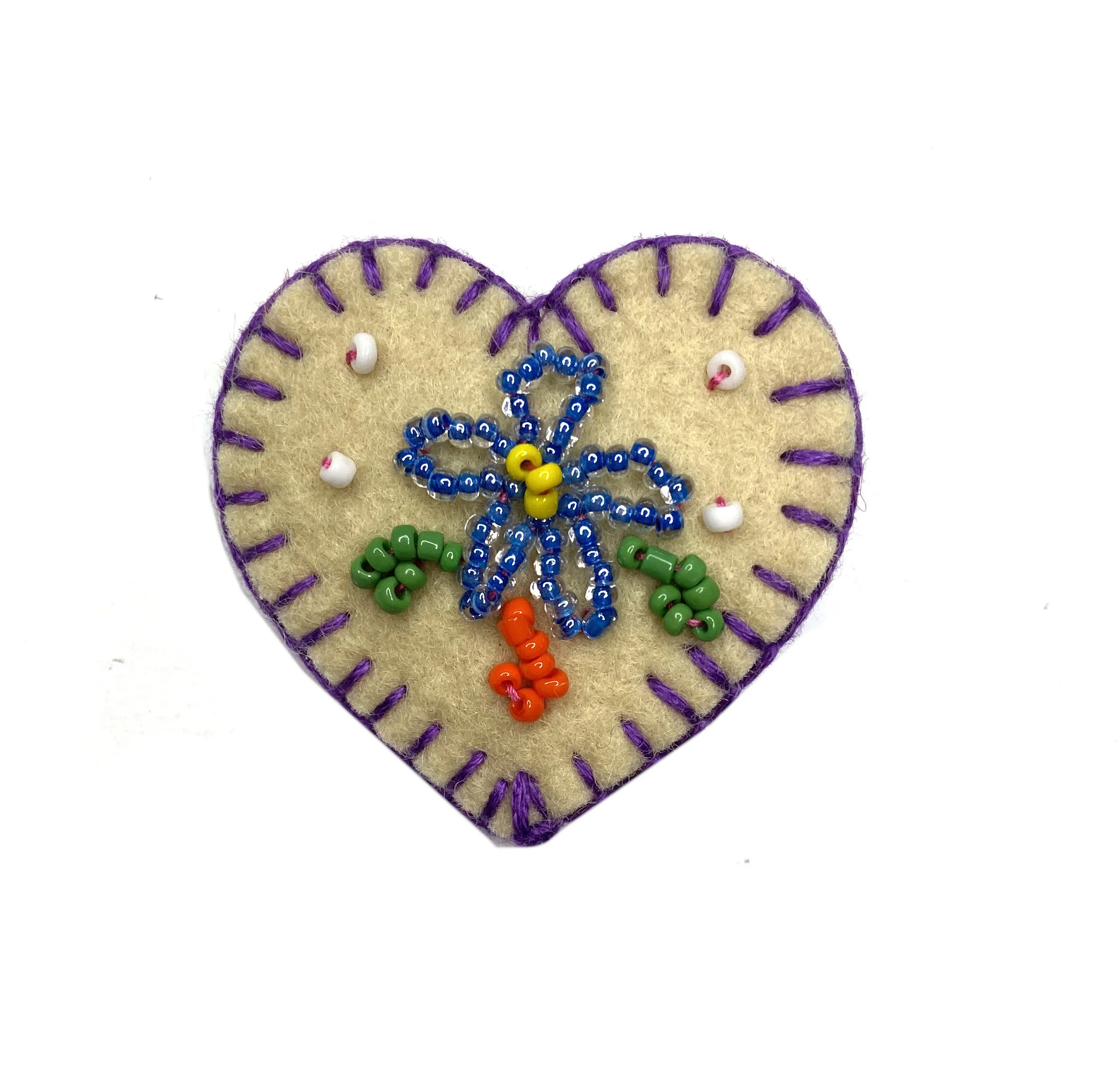 Hand-Embroidered Mini Heart Pin by Nin Sar