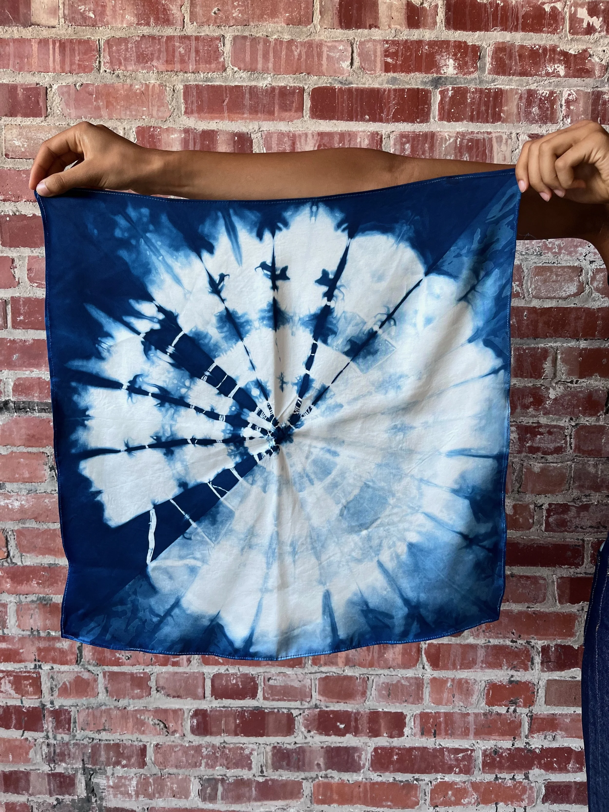 Viscose Rayon Indigo Resist Dyed Bandana