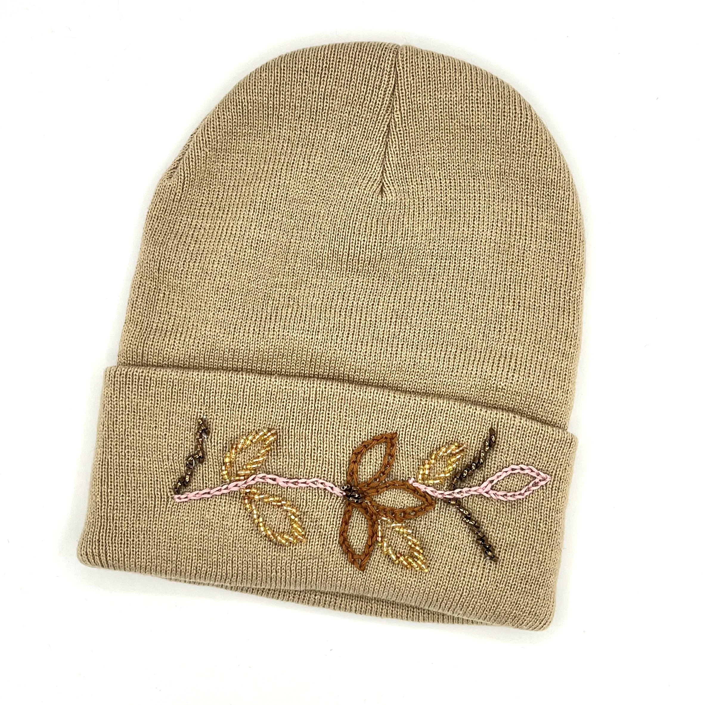 Knit Cap with Beadwork (Adult, One Size)—by Sana