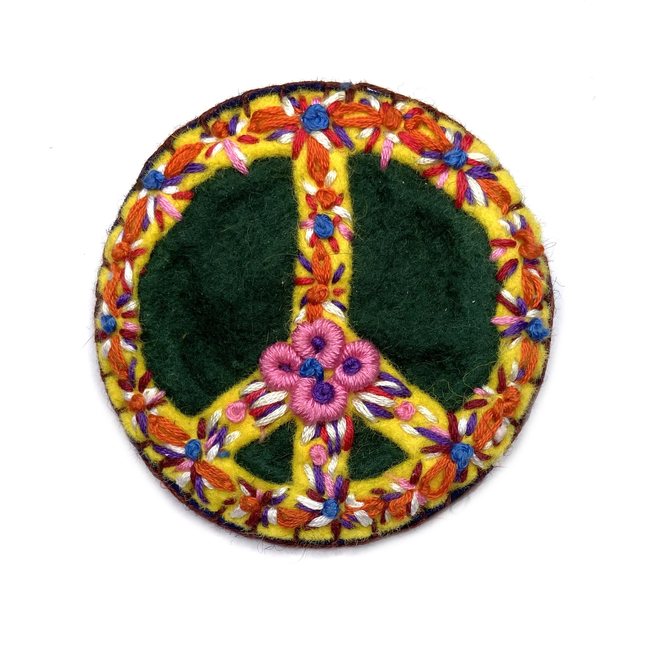 Hand-Embroidered Peace Pin by Paw Eh Bu