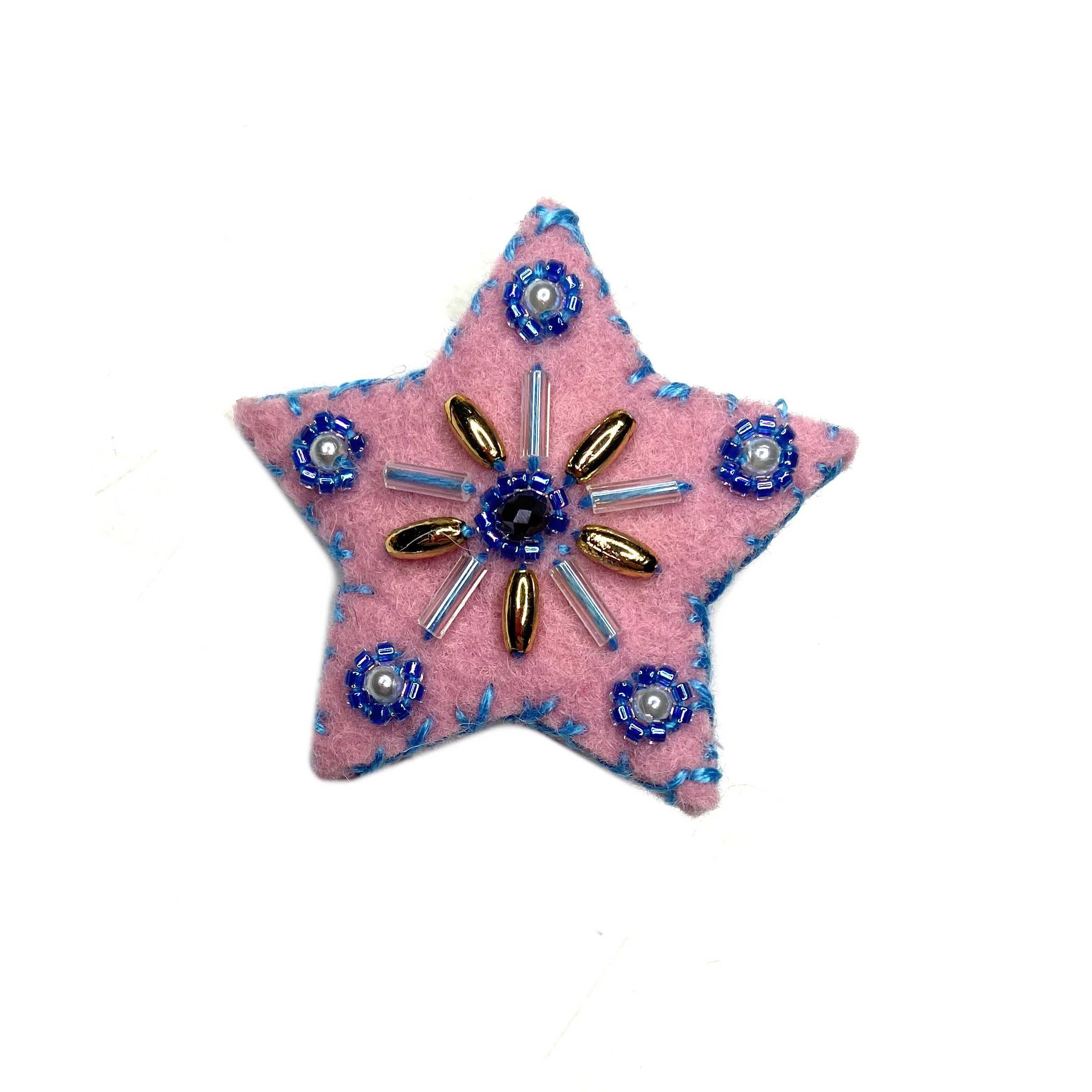 Hand-Embroidered Star Pin by Noor Bibi