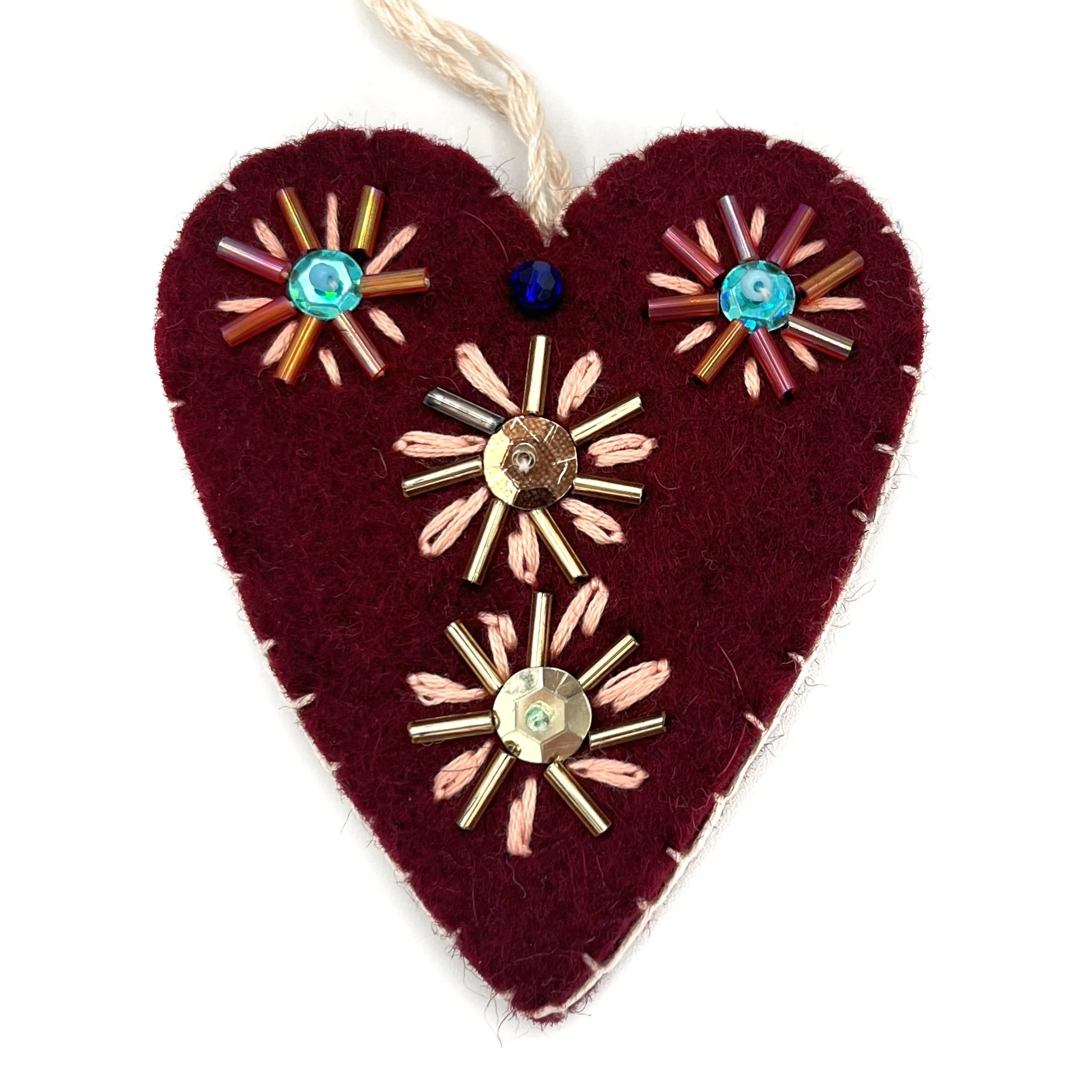 Buffalove Hand-Embroidered Heart Ornament—by Tabdila