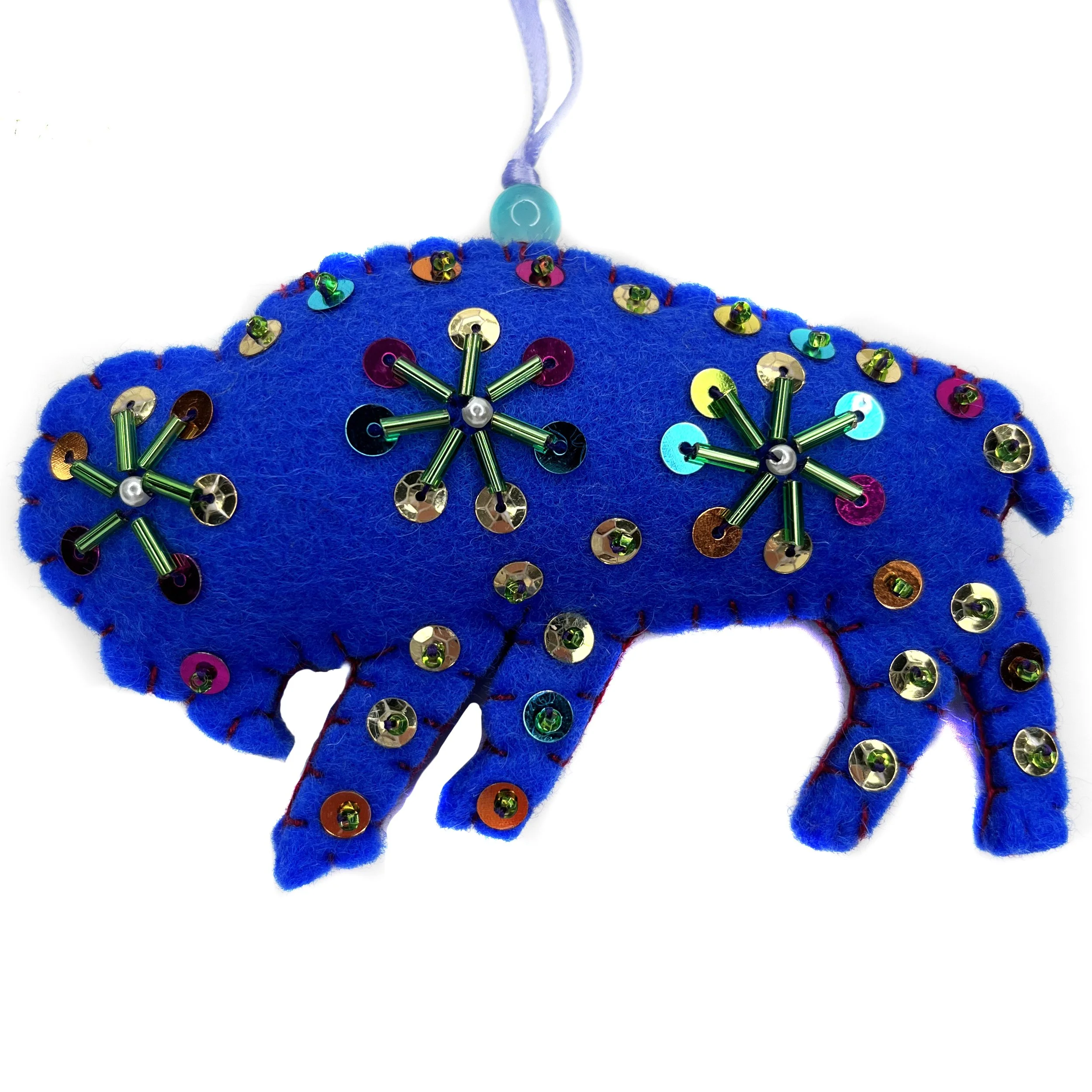 Hand-Embroidered Buffalo Ornament by Maimana