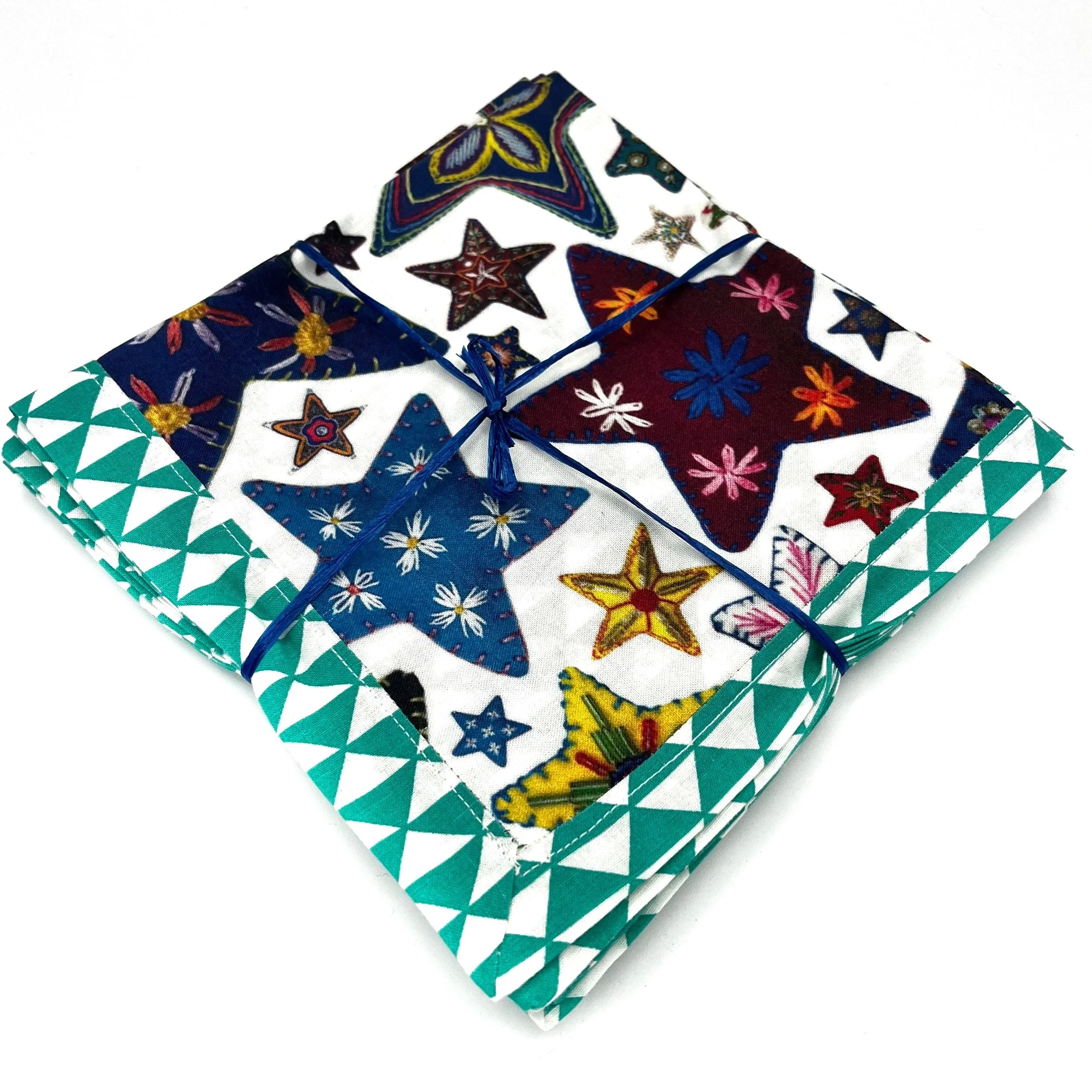 Reusable Star Print Cotton with Triangle Border (Set of Four)—by Khalida