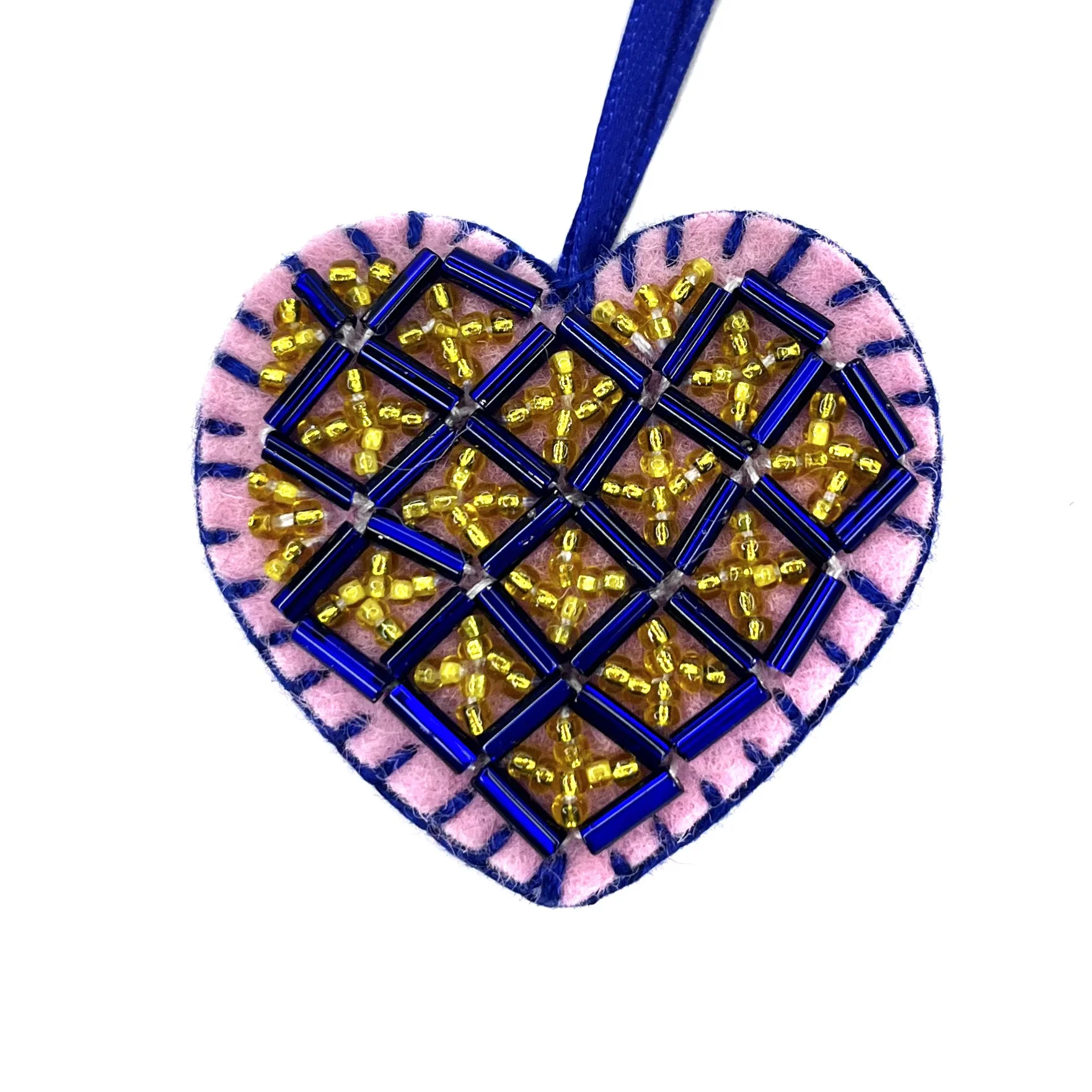 Hand-Embroidered Mini Heart Ornament by  Sheringul