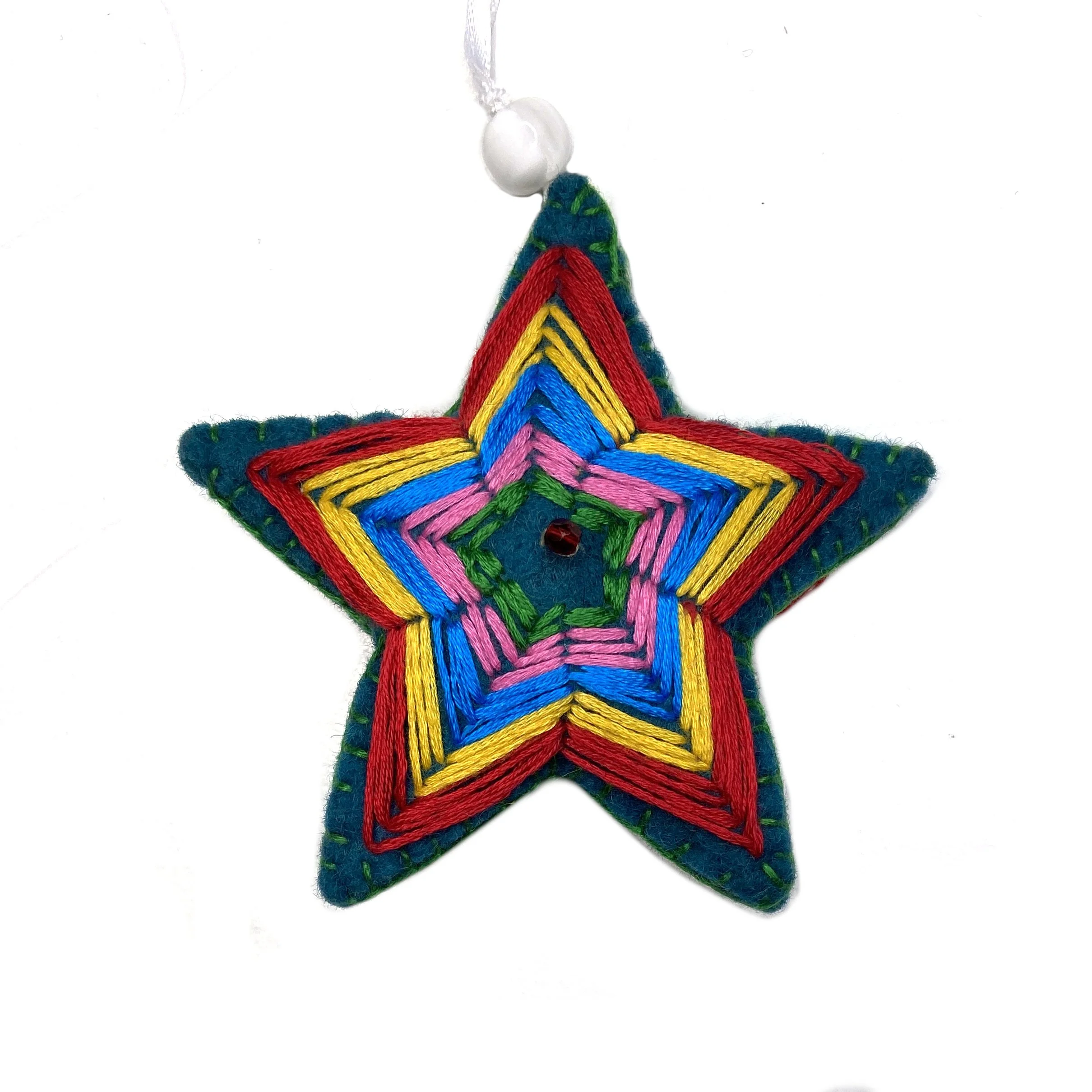 Medium Hand-Embroided Star Ornament by Gulsom