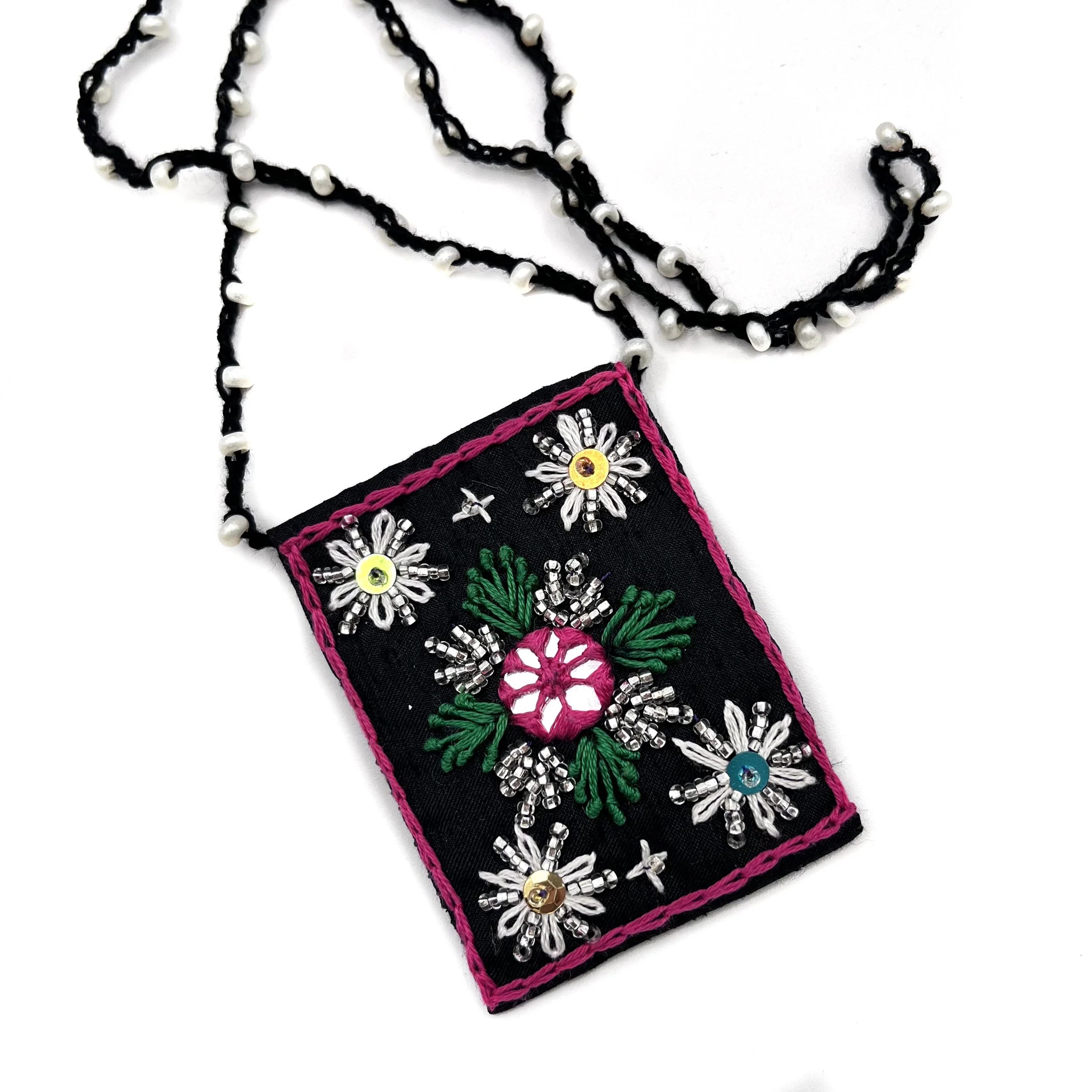 Hand-Embroidered Prayer Pouch Necklace by Maimana