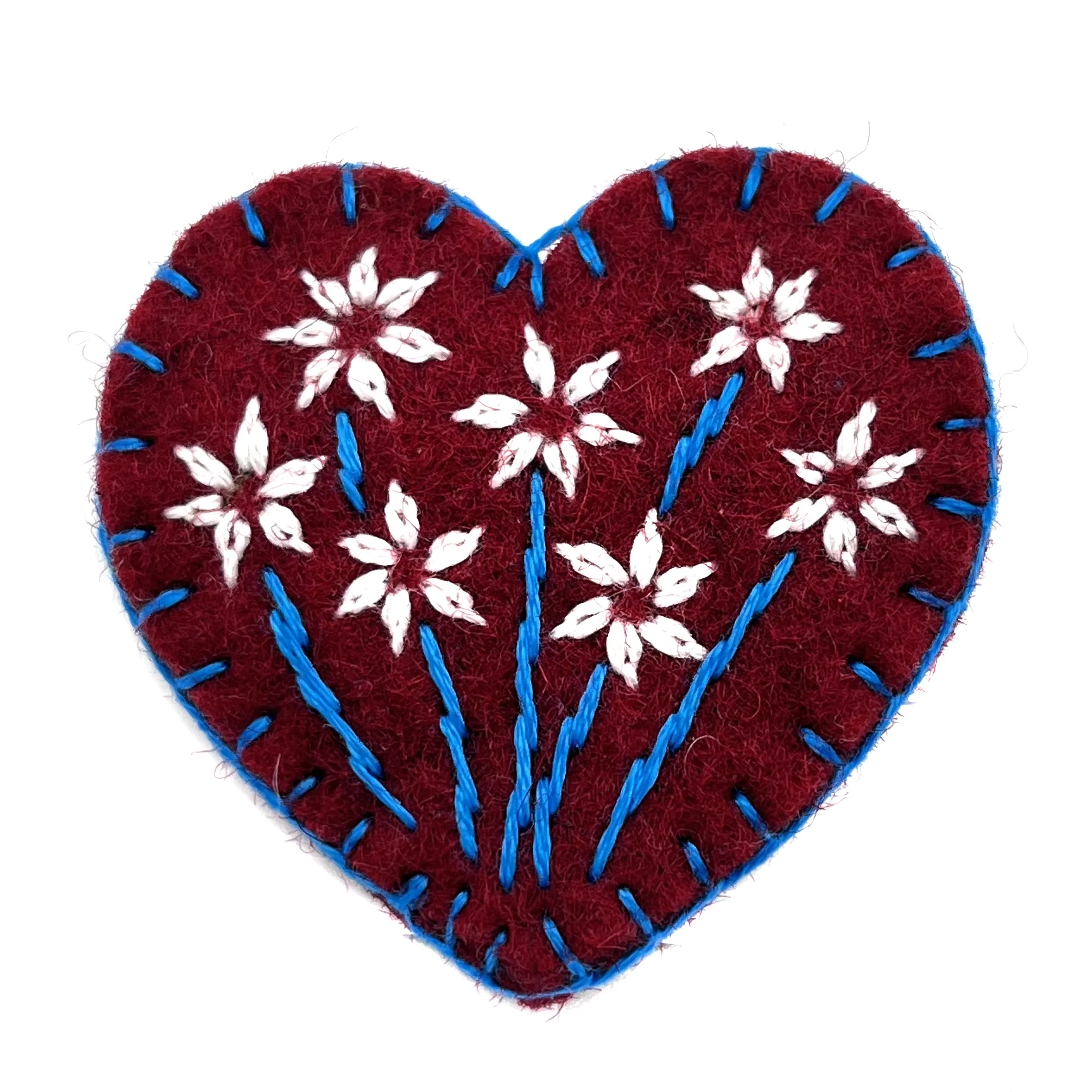 Hand-Embroidered Mini Heart Pin by Zi Ram